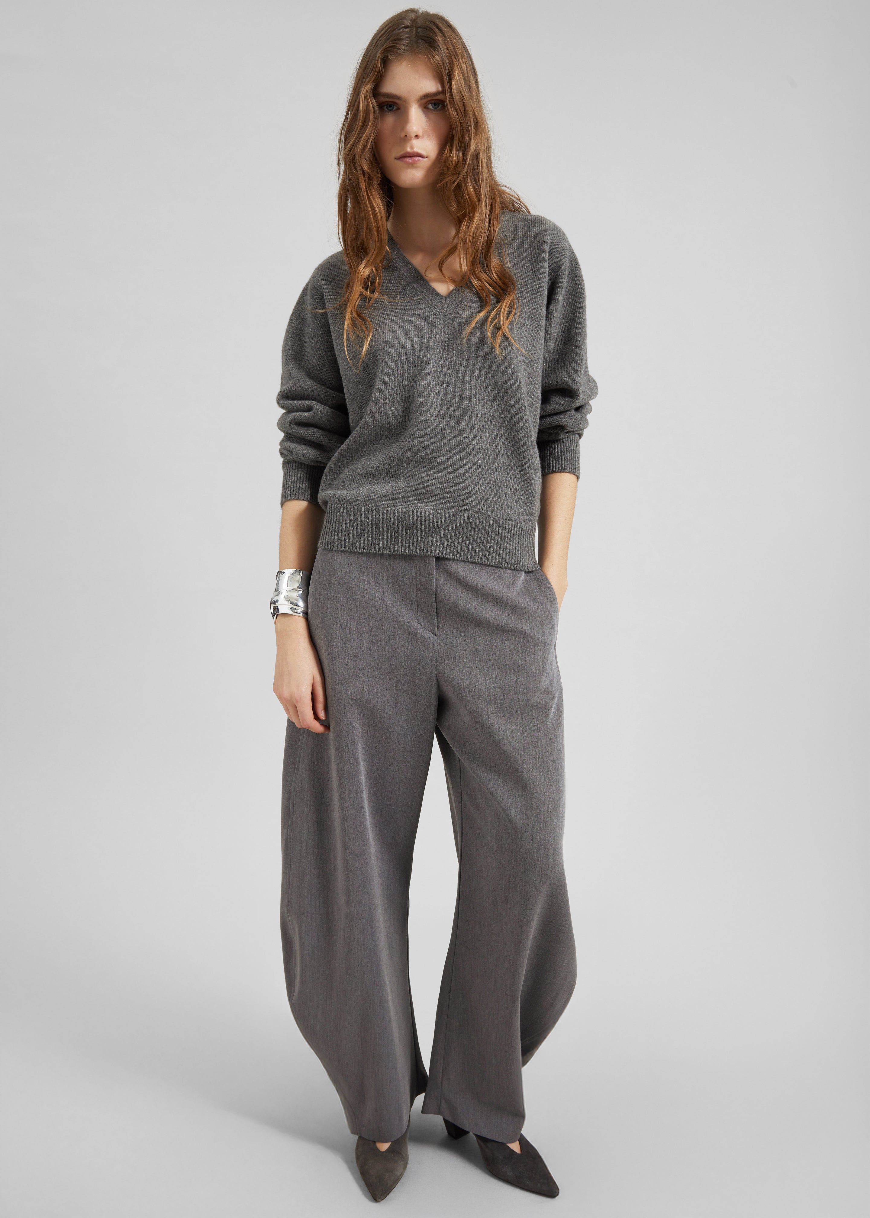 Ronse V-Neck Superfine Lambswool Sweater - Grey – The Frankie Shop