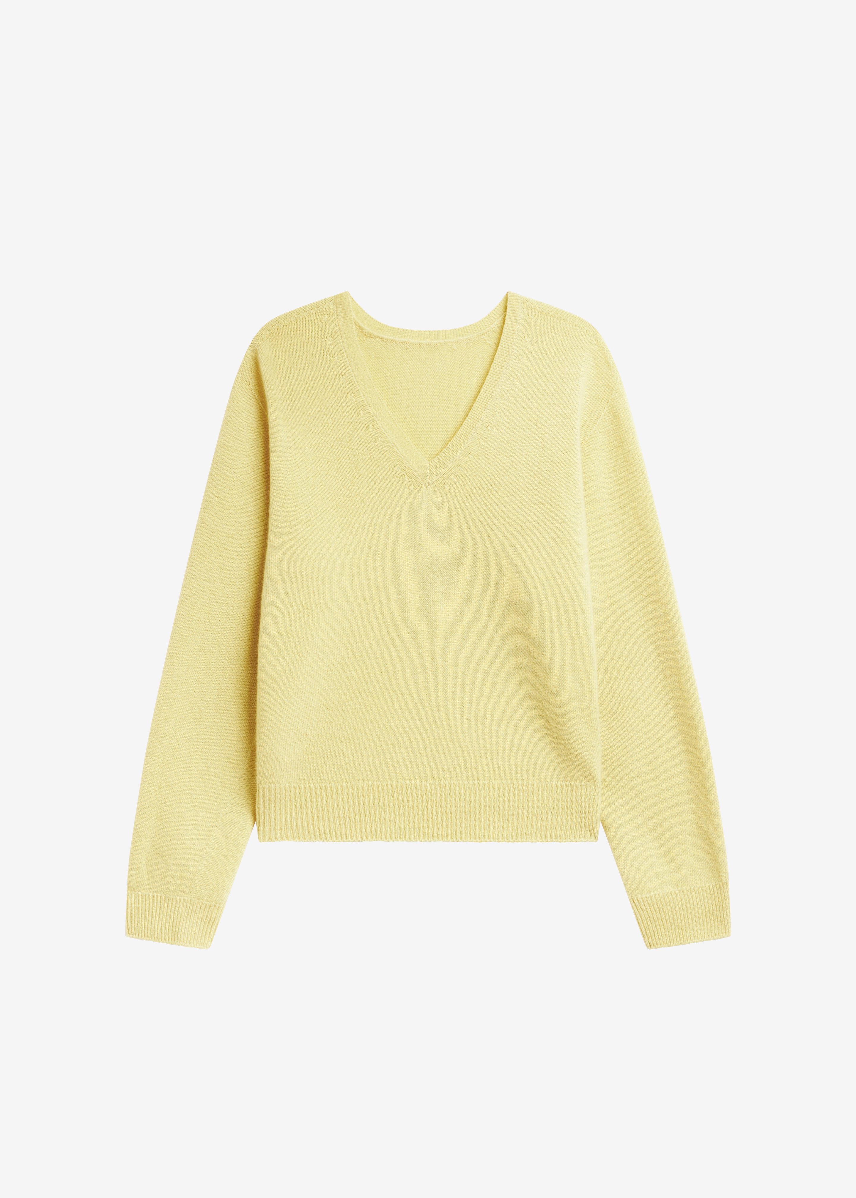 Ronse V-Neck Superfine Lambswool Sweater - Yellow - 10