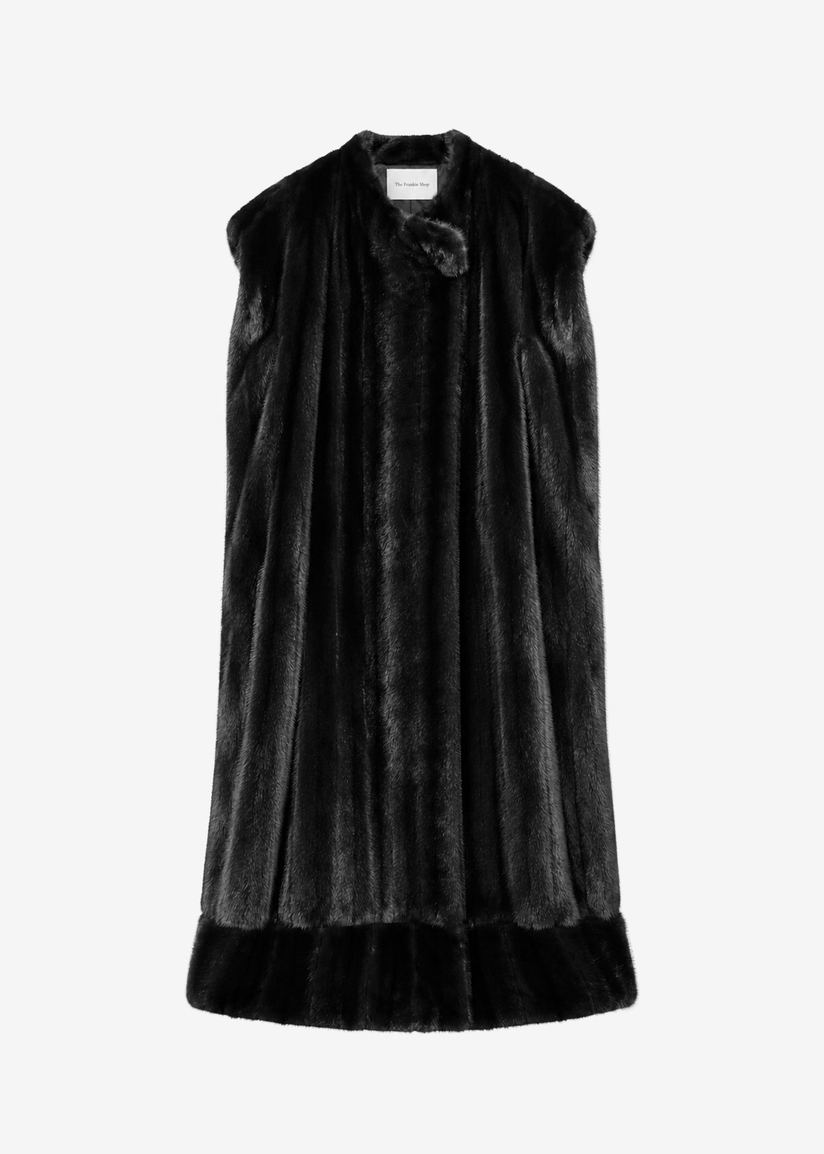 Rose Faux Fur Long Cape - Black