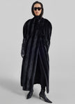 Rose Faux Fur Long Cape - Black