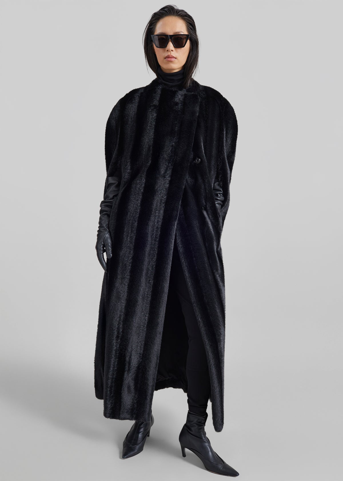 Shop the look image for Rose Faux Fur Long Cape - Black