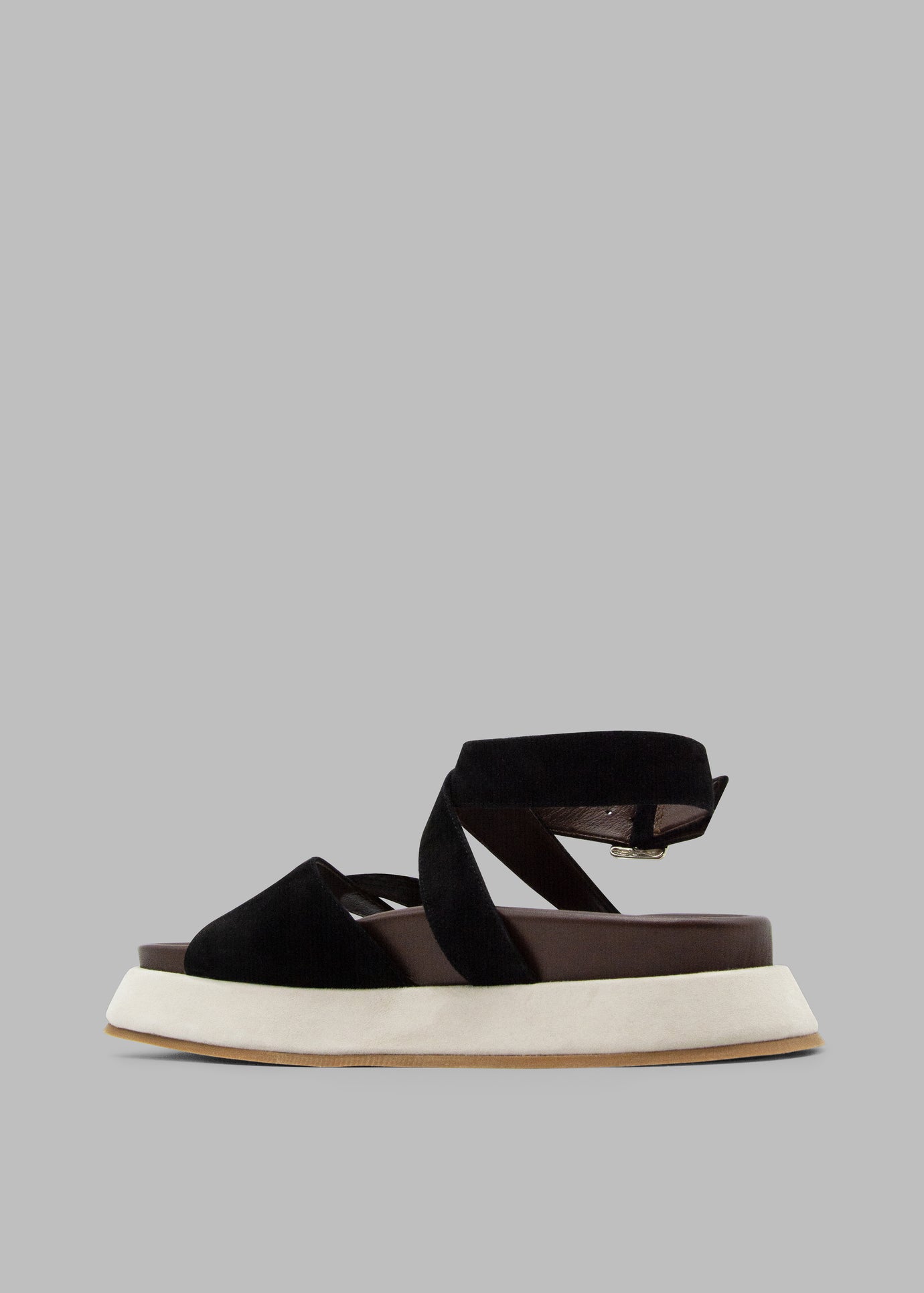Gia Borghini Rosie 41 Flat Sandals - Black/Chocolate/Beige - 1