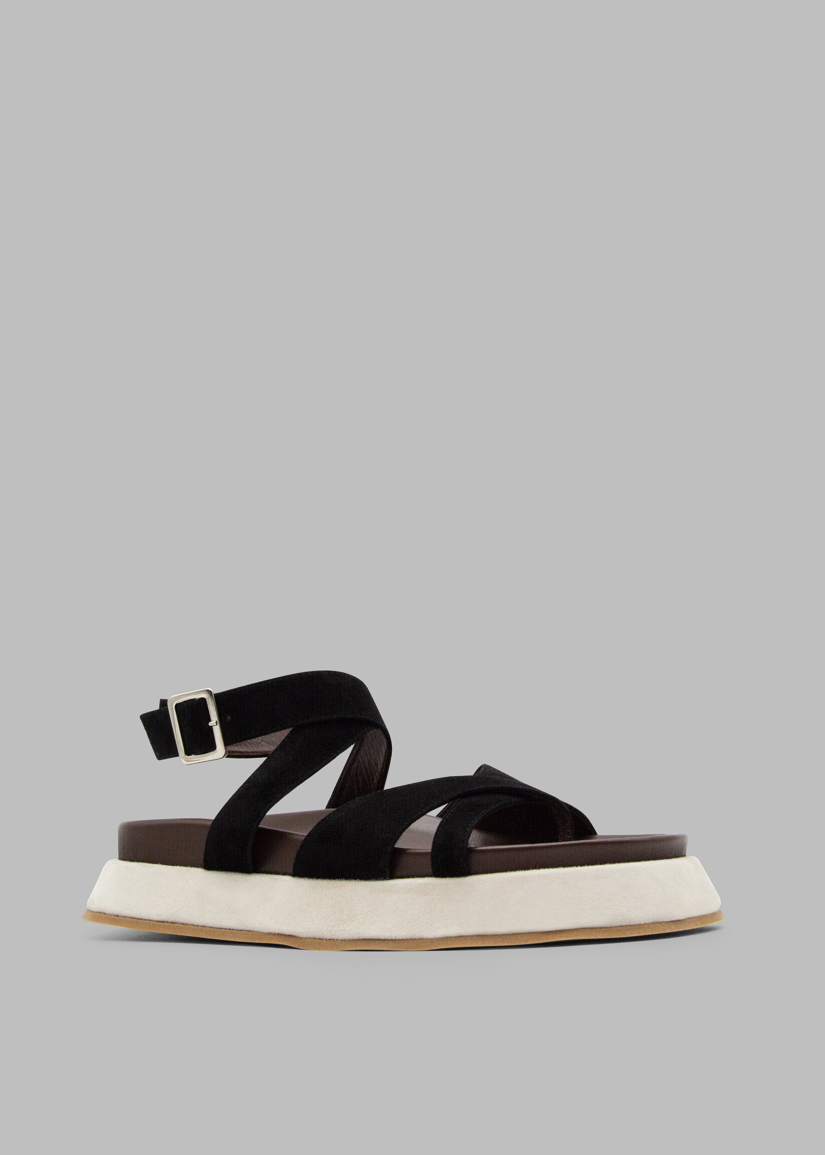 Gia Borghini Rosie 41 Flat Sandals - Black/Chocolate/Beige - 3