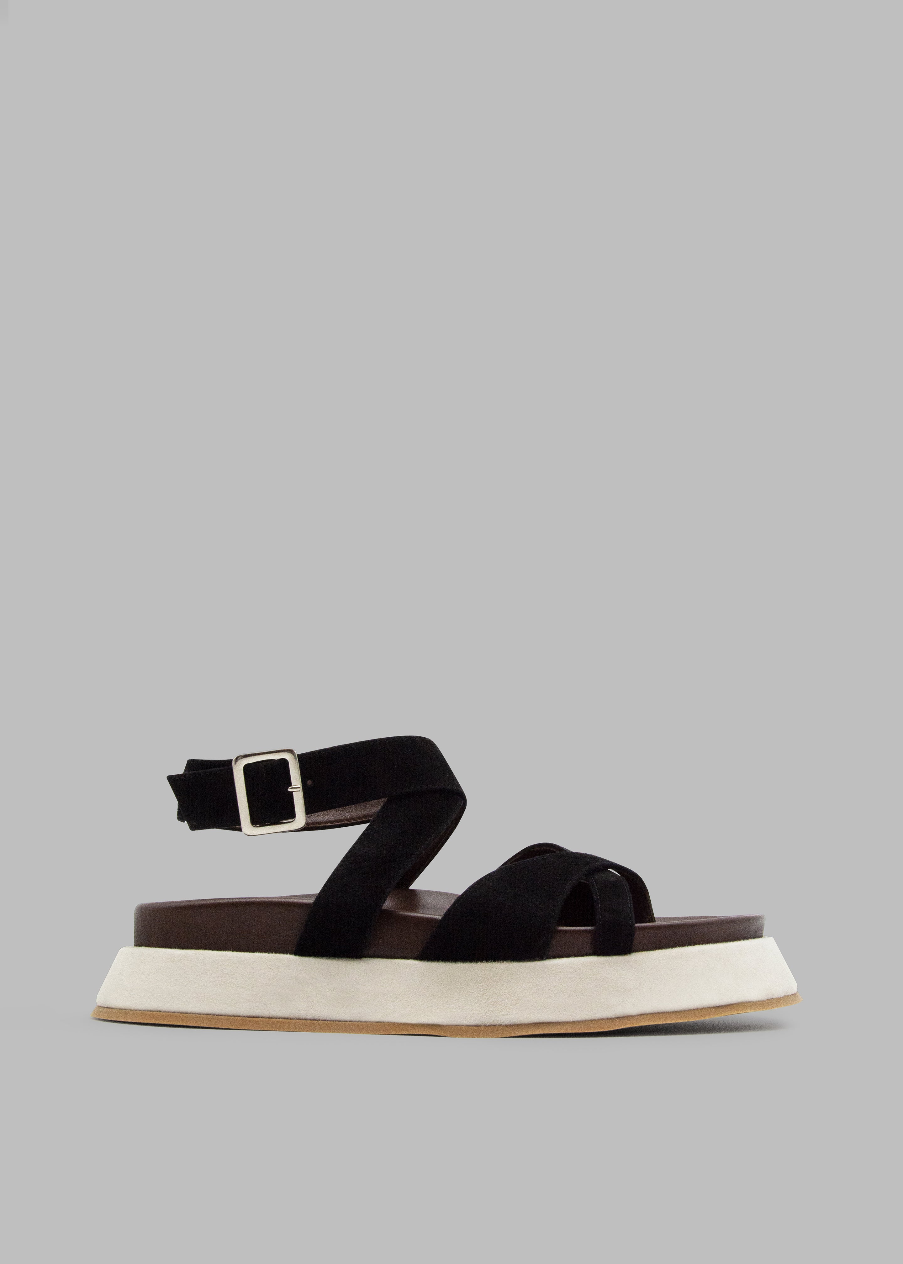 Gia Borghini Rosie 41 Flat Sandals - Black/Chocolate/Beige - 1