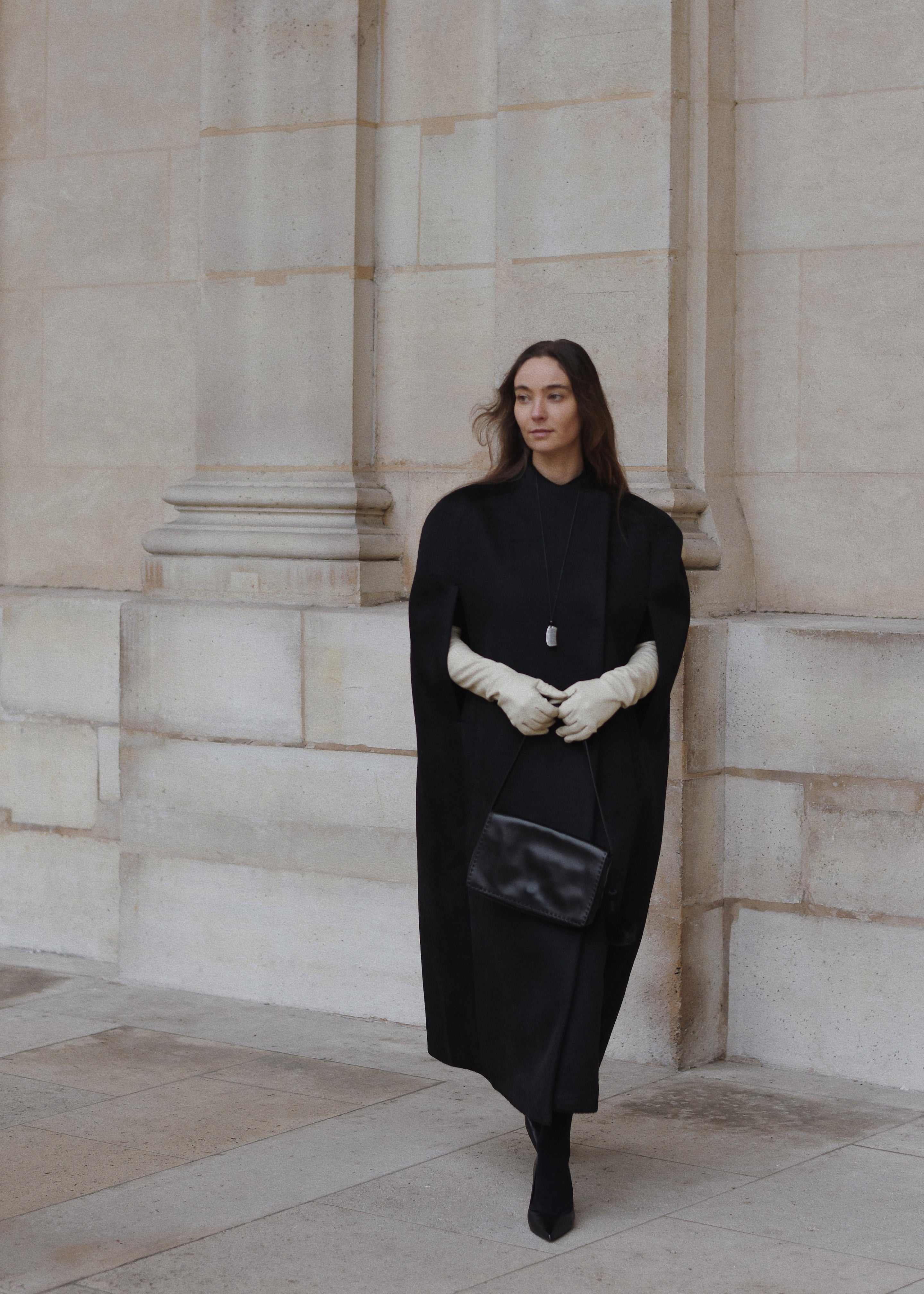 Roslev Cape Coat - Black - 5