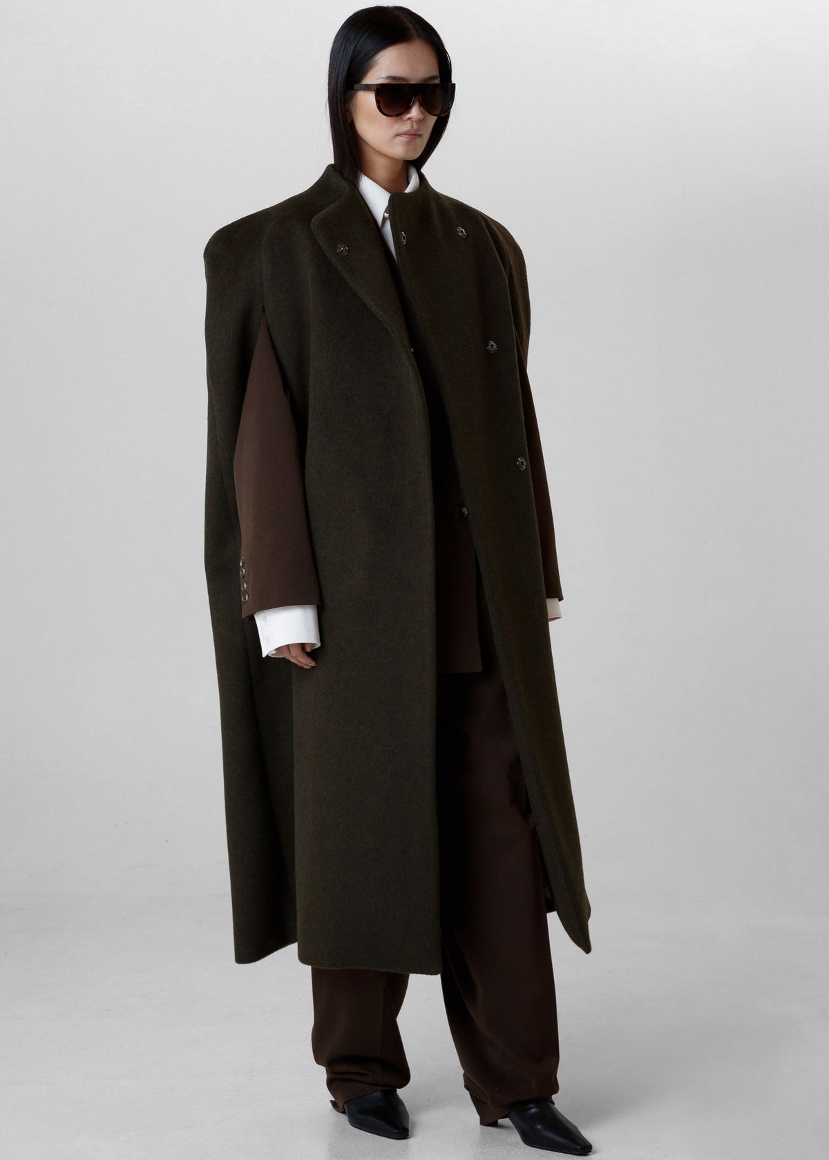 Roslev Cape Coat - Olive - 3