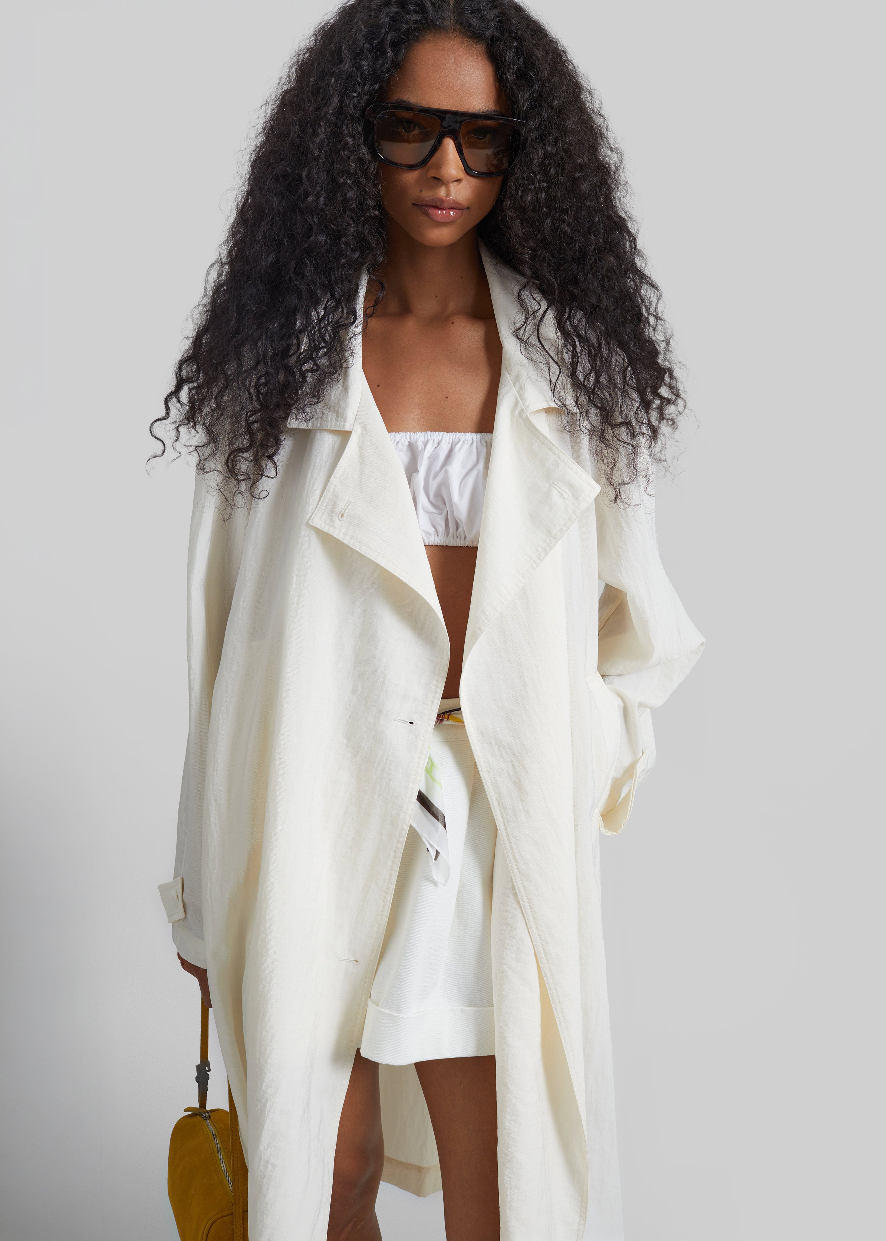 Rosora Sheer Fluid Trench Coat - Cream - 6