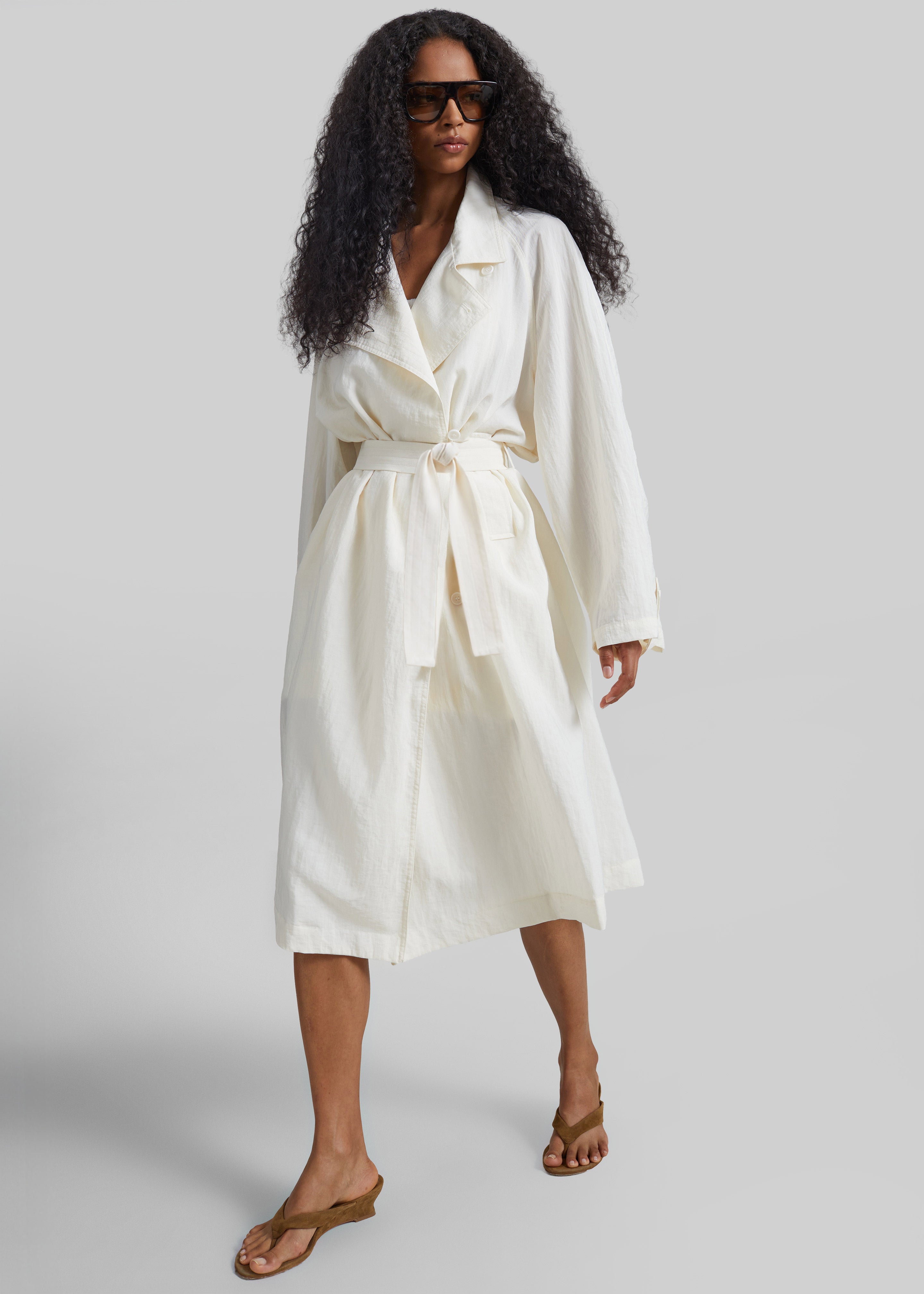 Rosora Sheer Fluid Trench Coat - Cream – The Frankie Shop