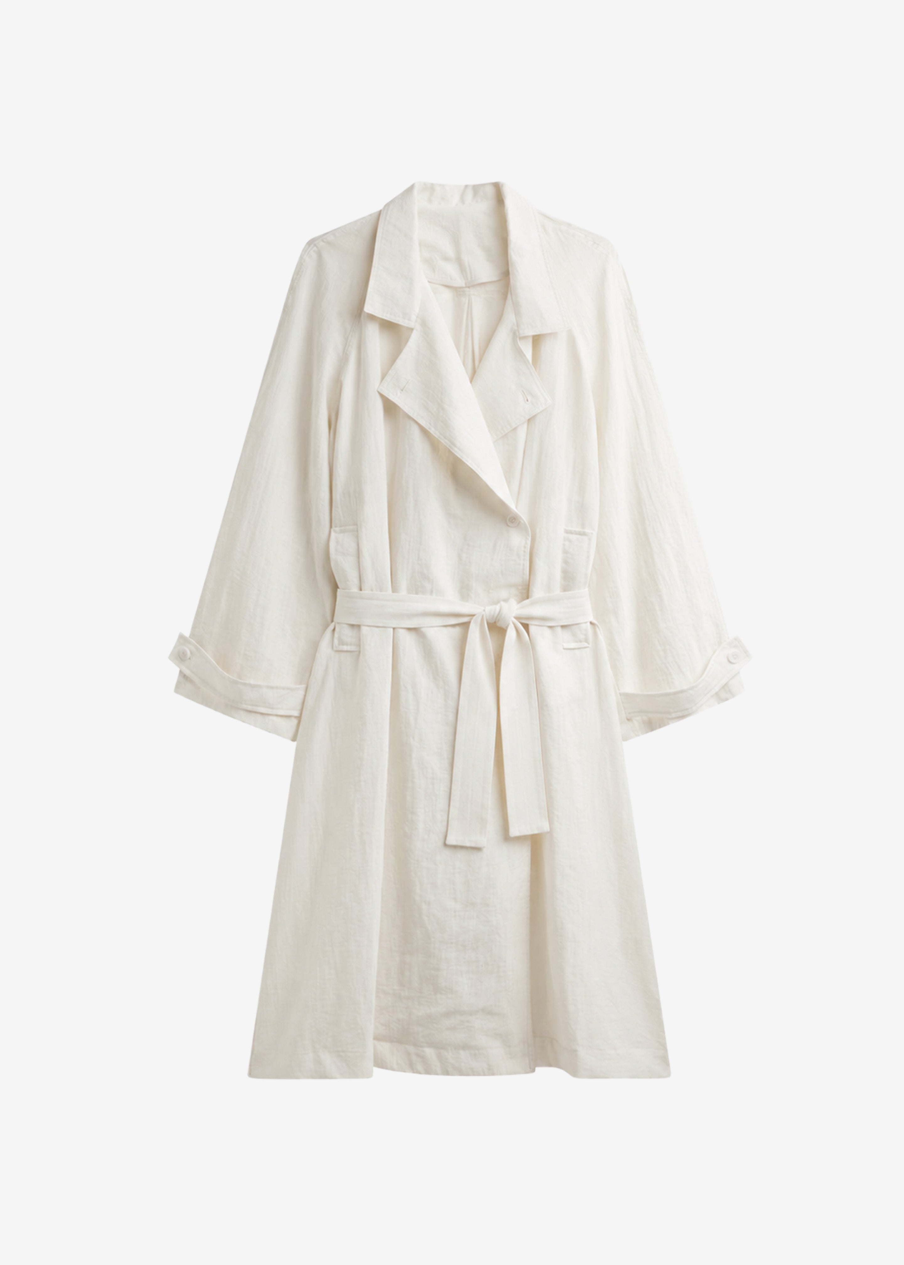 Rosora Sheer Fluid Trench Coat - Cream - 9