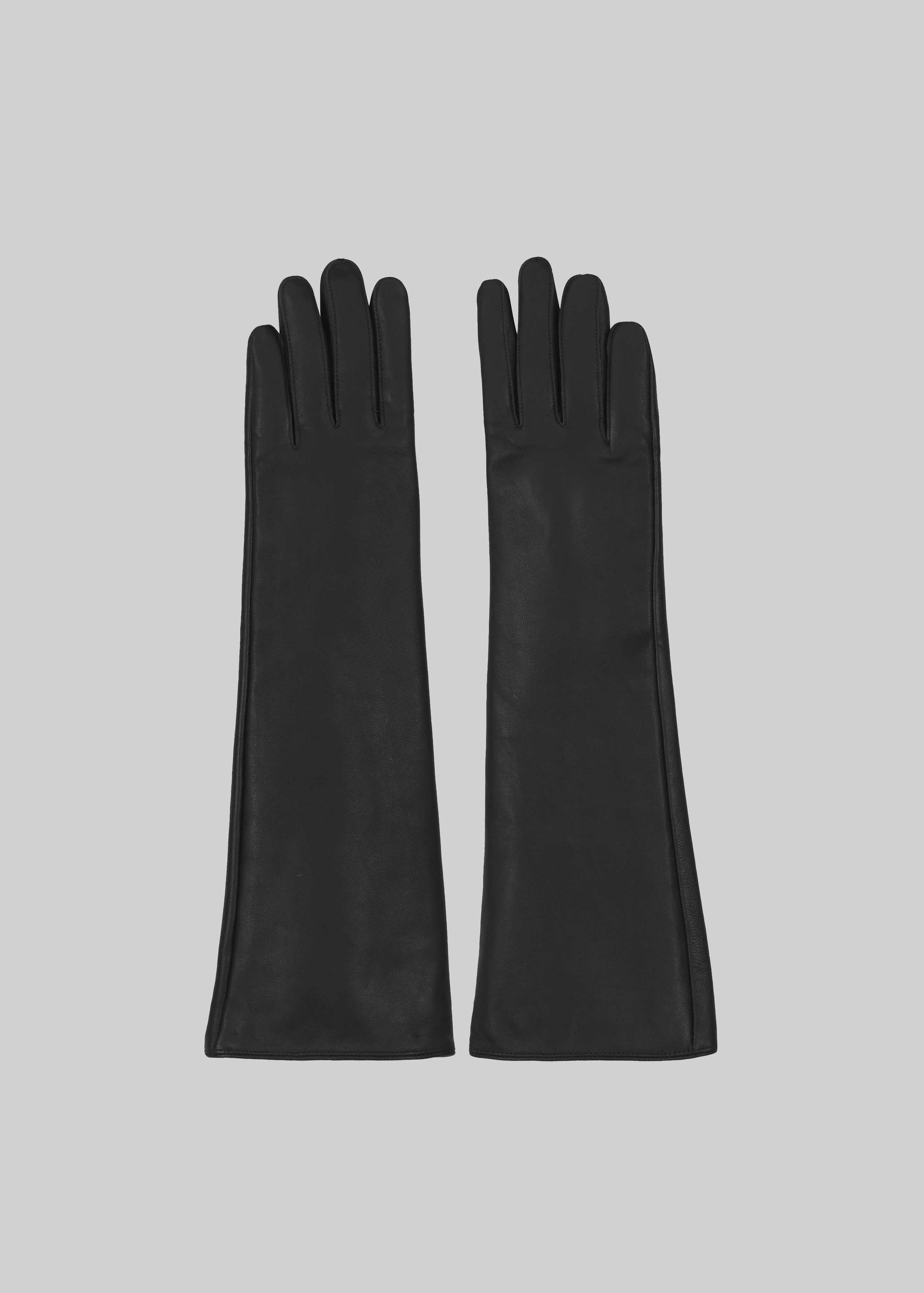 Rosvik Long Leather Gloves - Black - 3