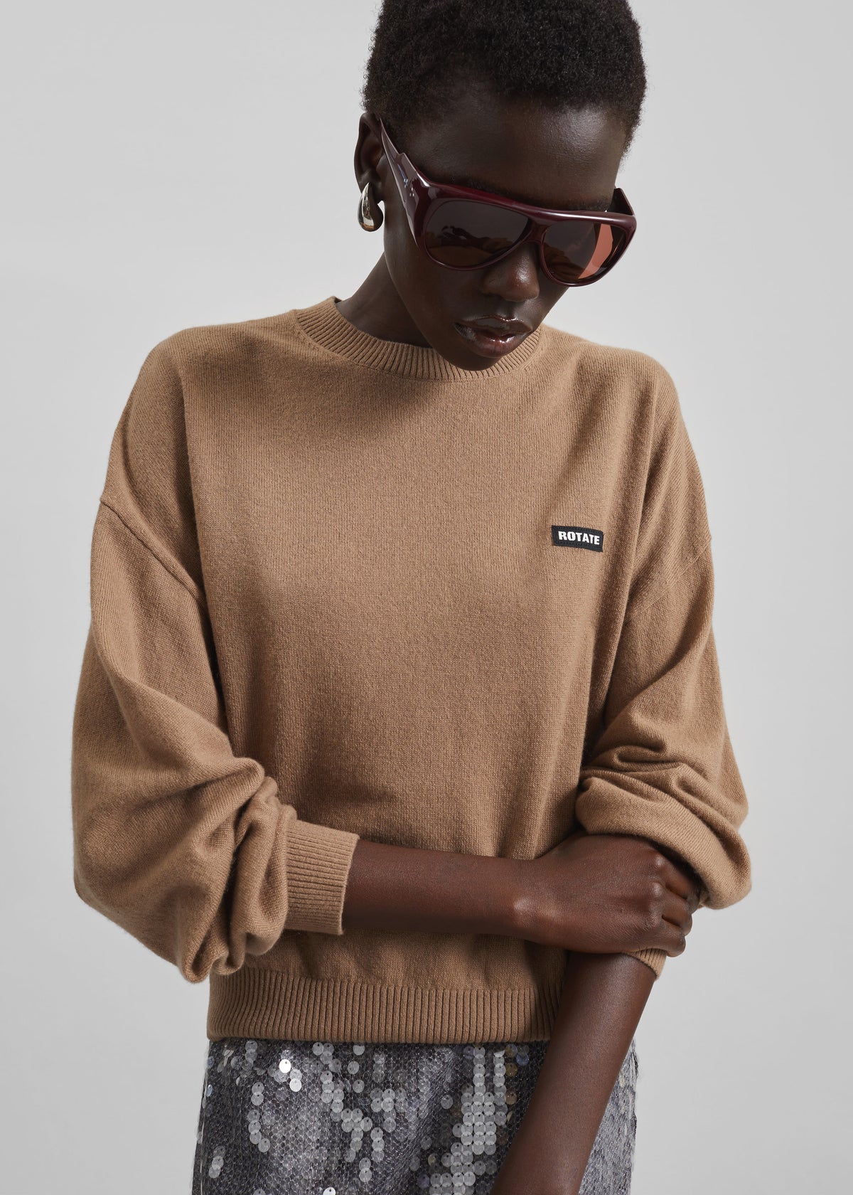 Rotate Basic Crewneck Sweater - Portabella - 3