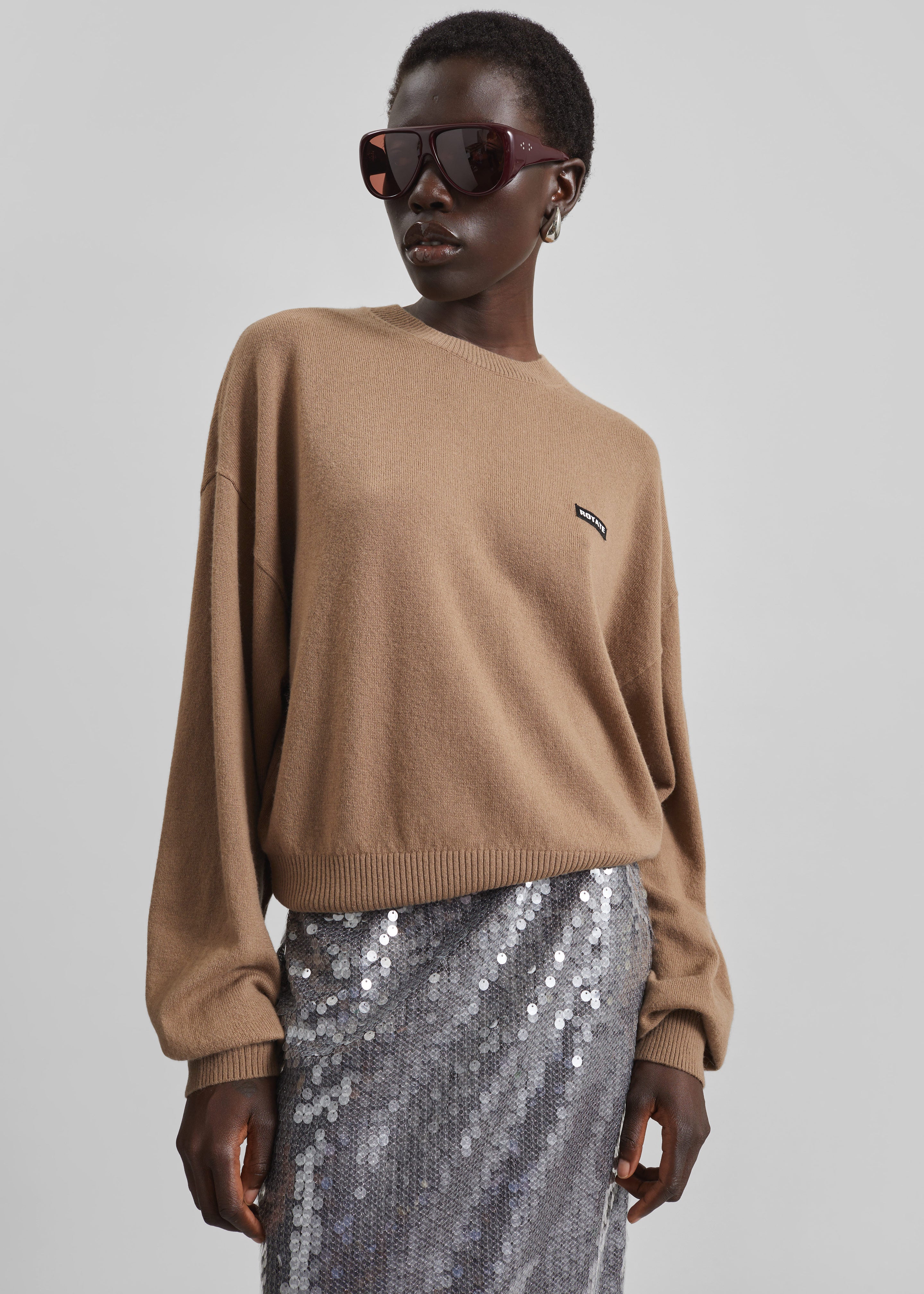 Rotate Basic Crewneck Sweater - Portabella - 1