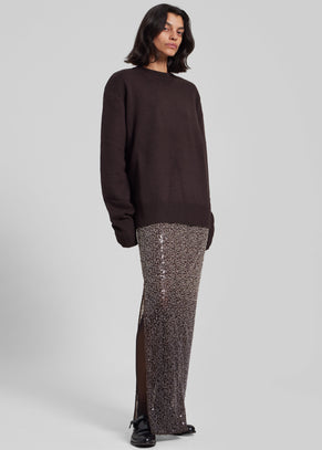 Rotate Beaded Maxi Skirt - Nougat Comb