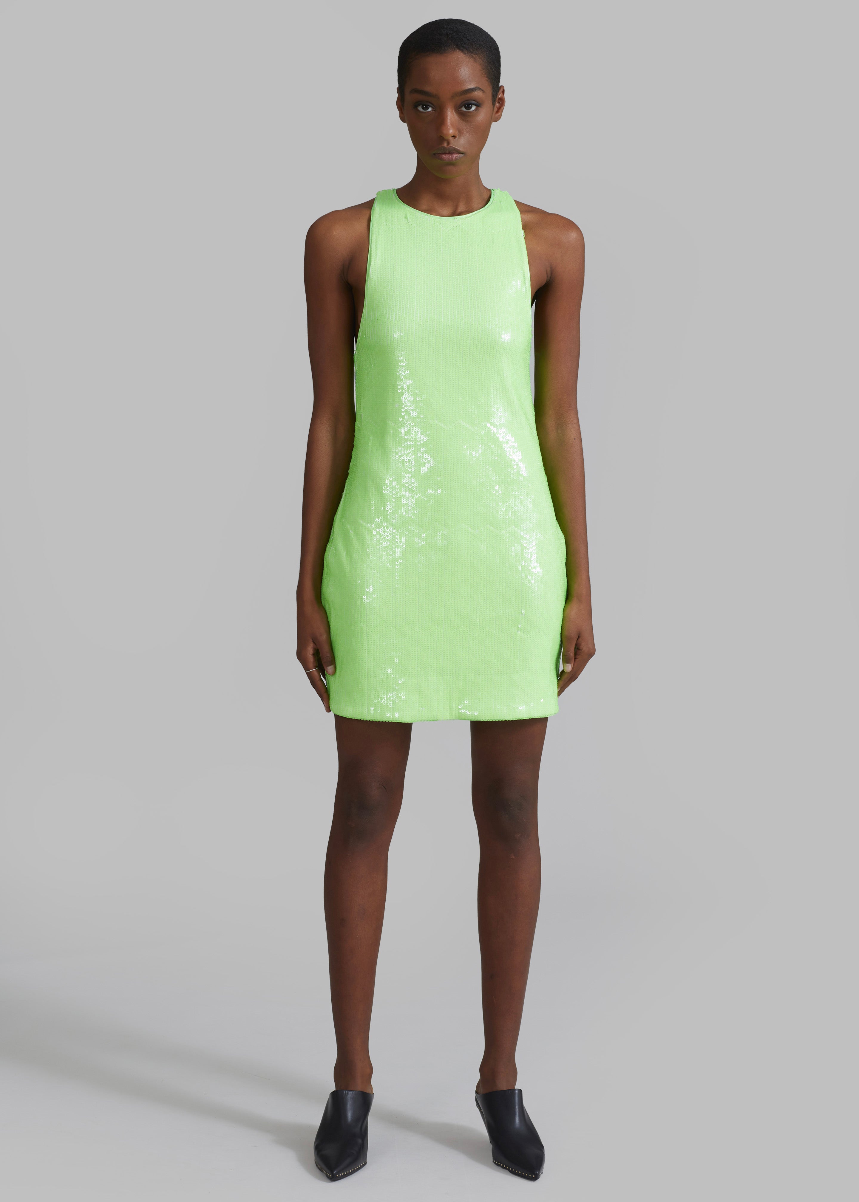 Green high outlet neck dress