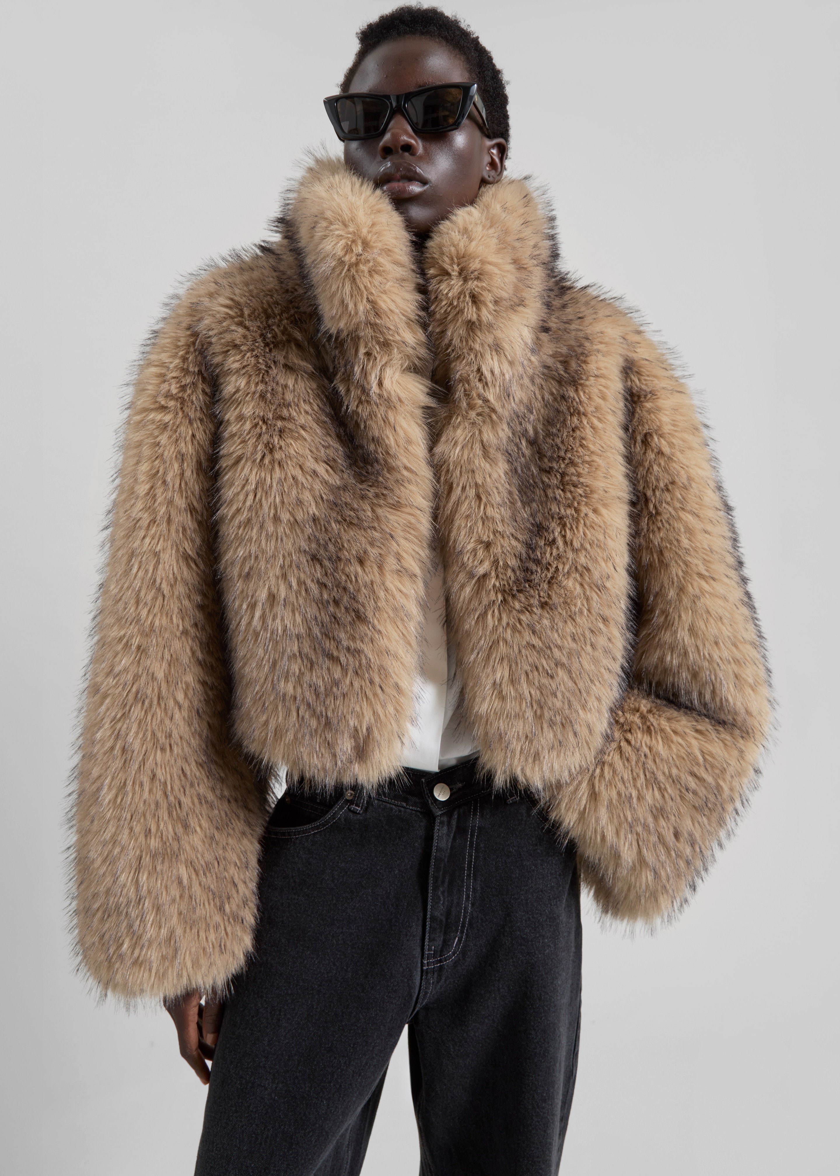 Rotate Faux Fur Crop Jacket - Nougat – The Frankie Shop