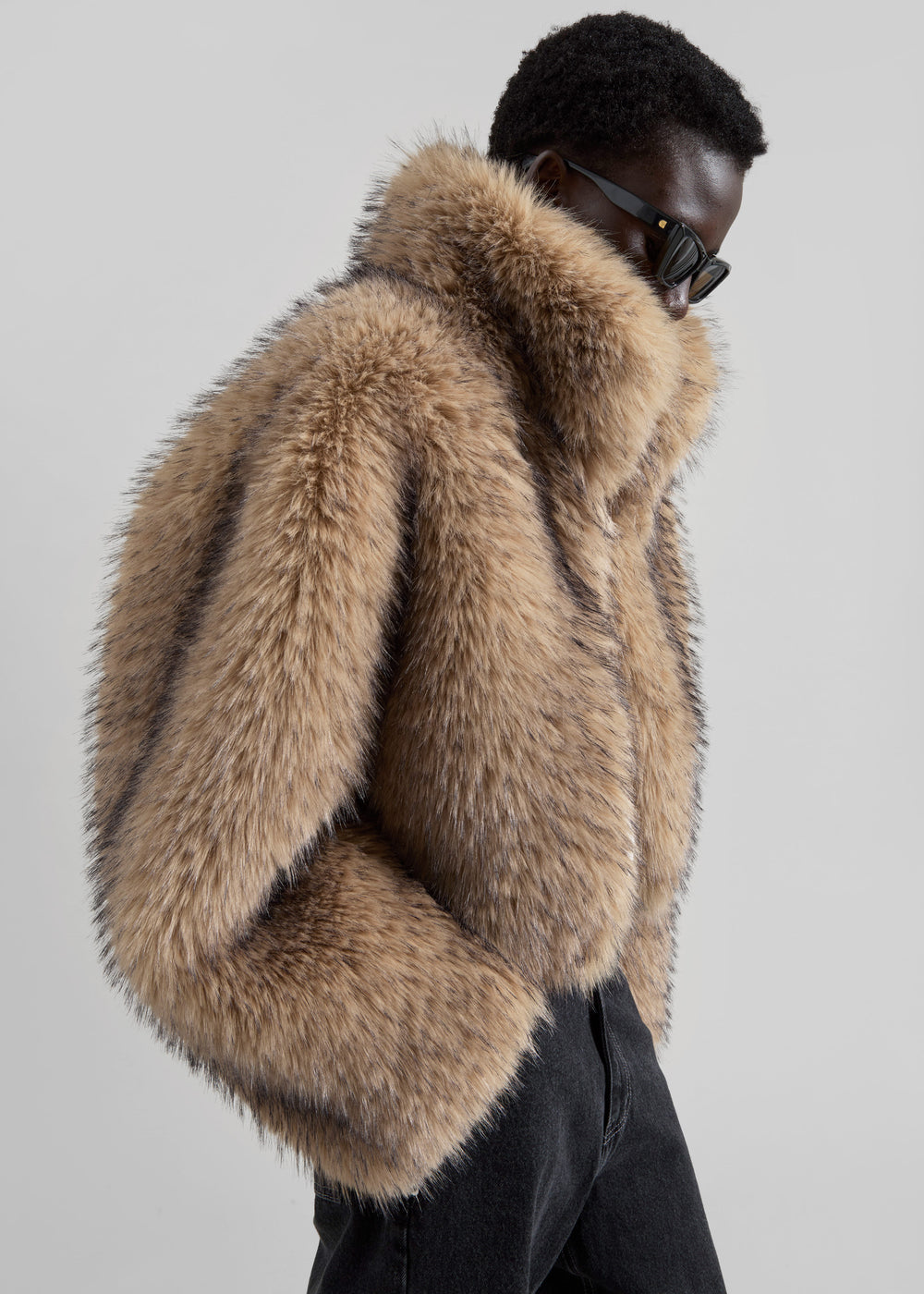 Rotate Faux Fur Crop Jacket - Nougat - 1