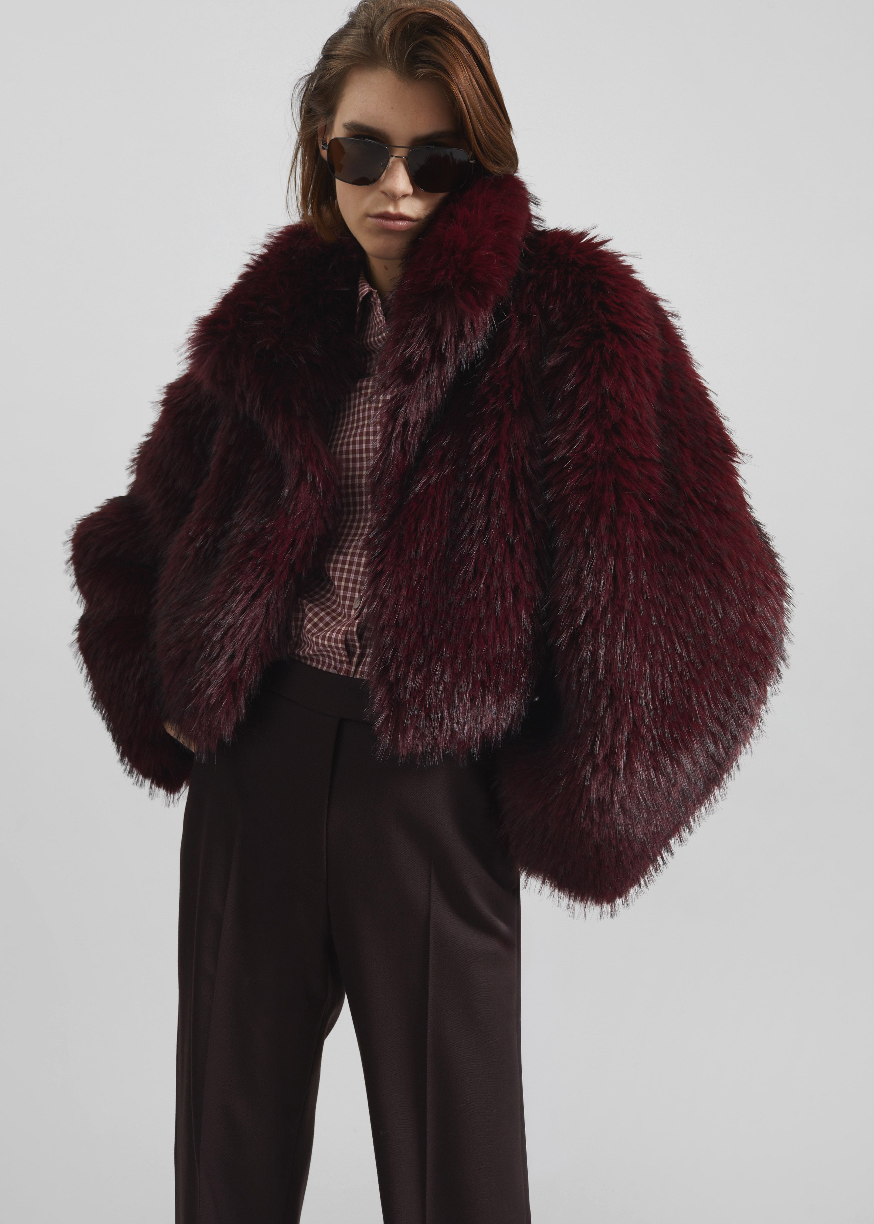 Rotate Faux Fur Crop Jacket - Zinfandel – The Frankie Shop