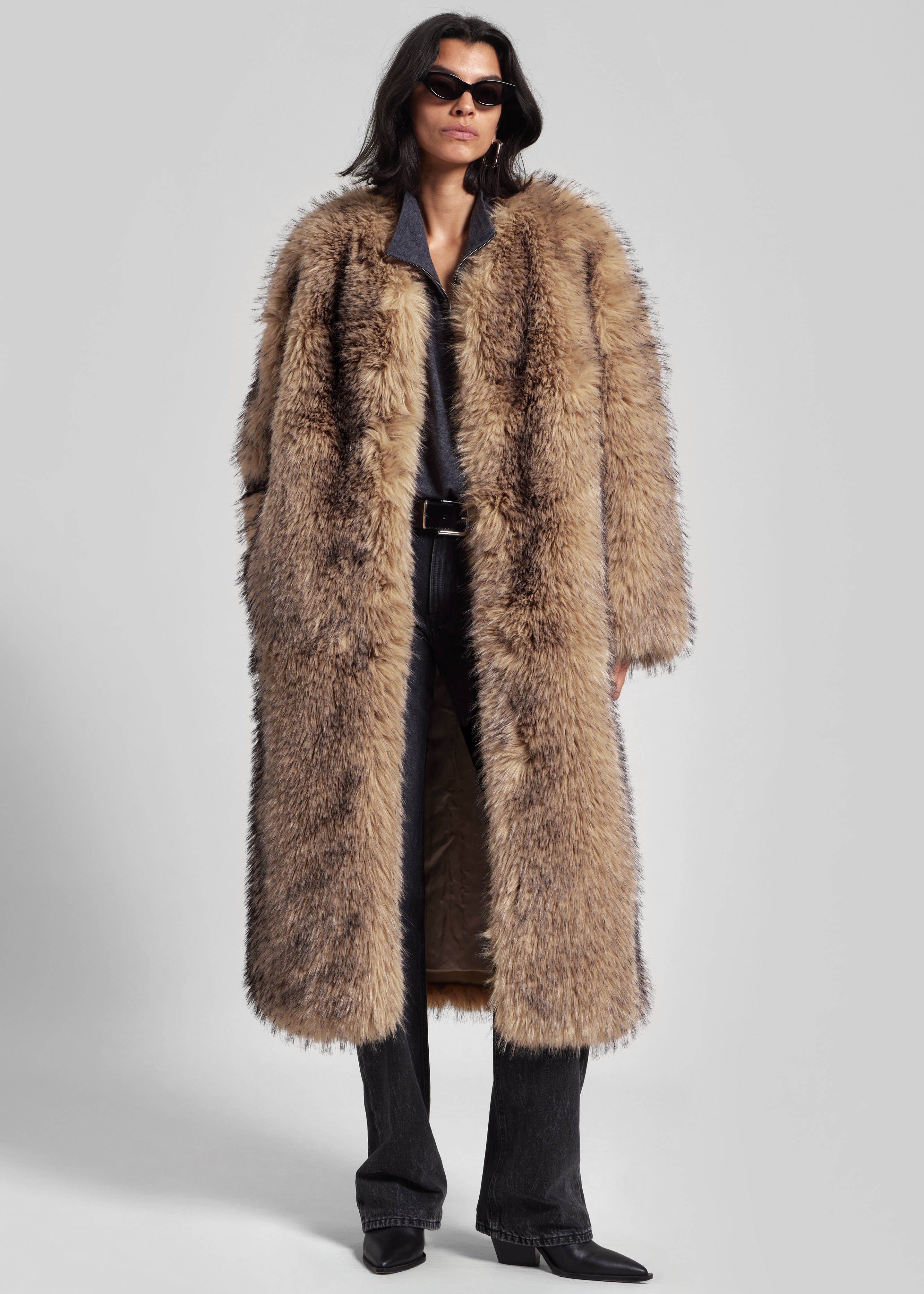 Winford Reversible Fur Coat - Khaki – The Frankie Shop