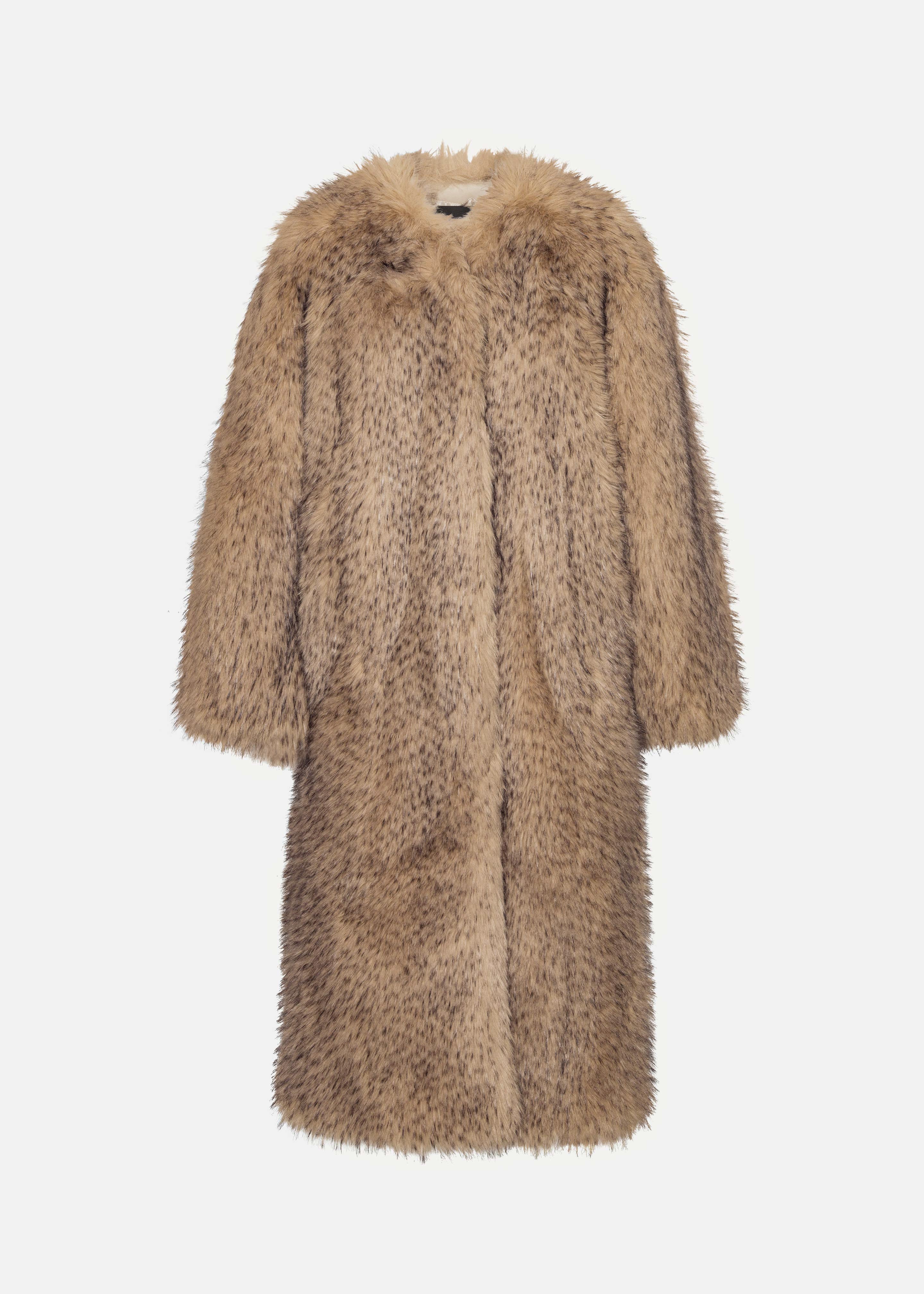 Rotate Faux Fur Long Coat - Nougat – The Frankie Shop