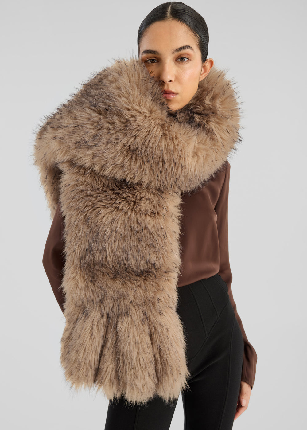 Rotate Faux Fur Scarf - Nougat - 1