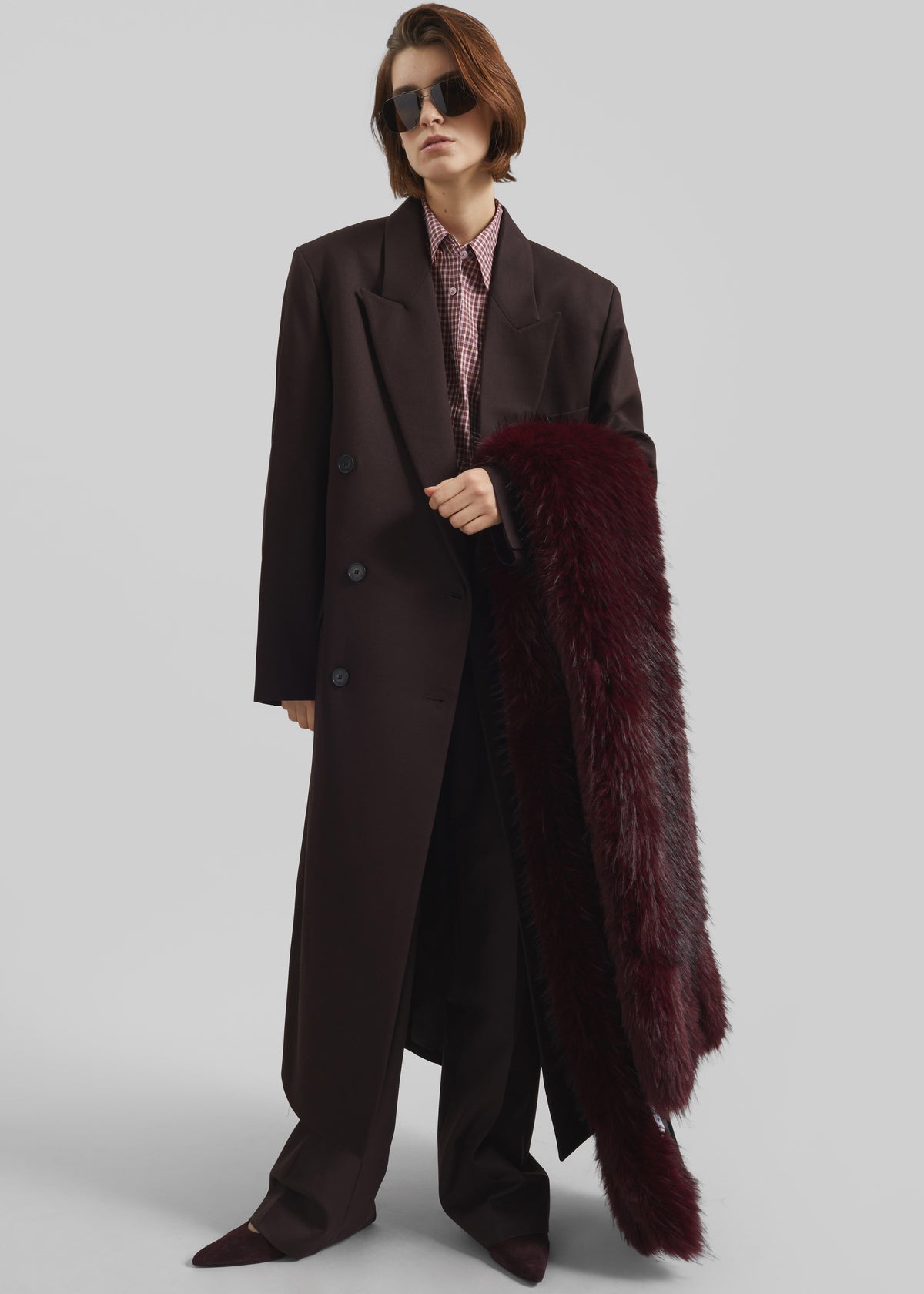 Rotate Faux Fur Scarf - Zinfandel - 5