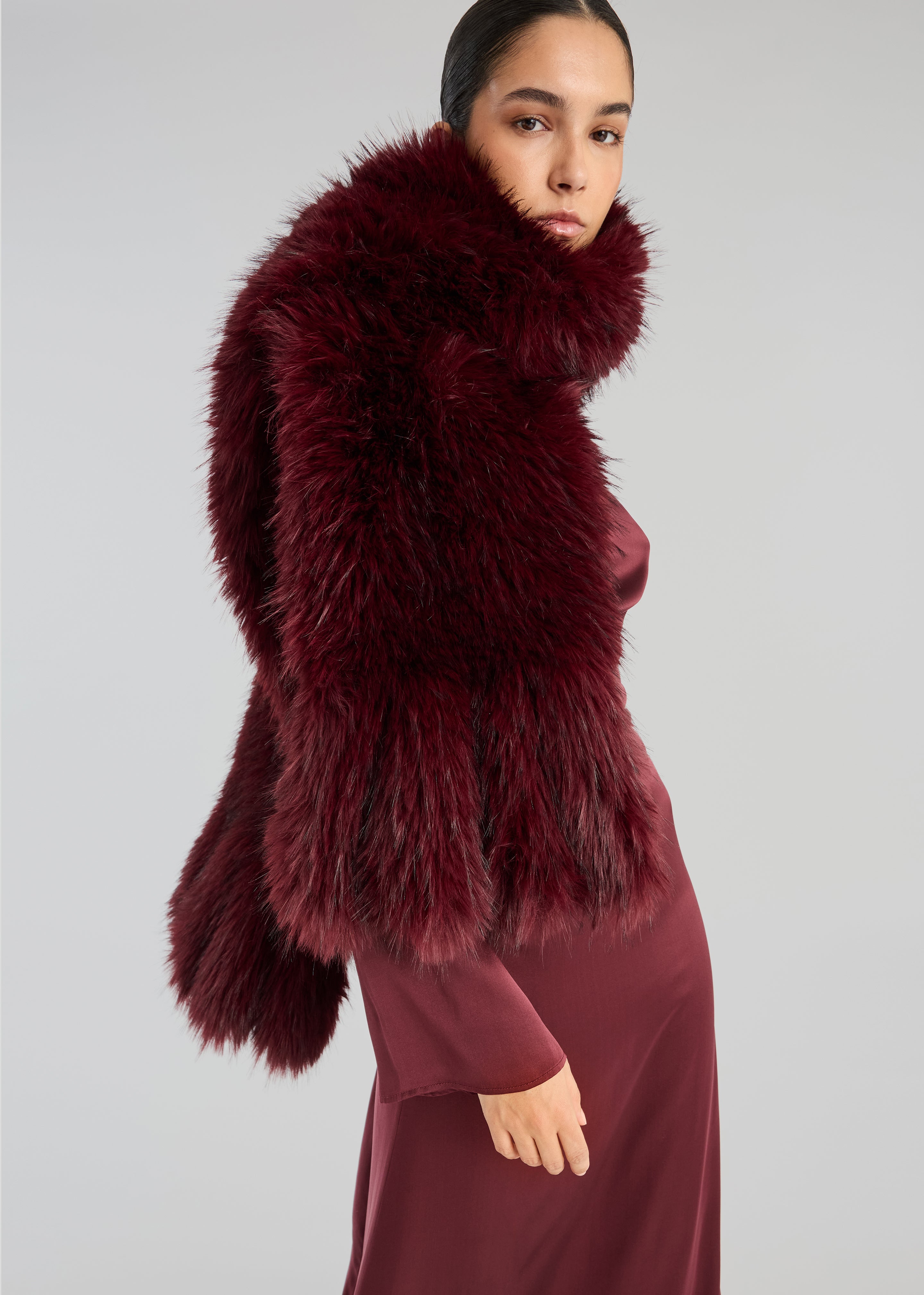 Rotate Faux Fur Scarf - Zinfandel - 1