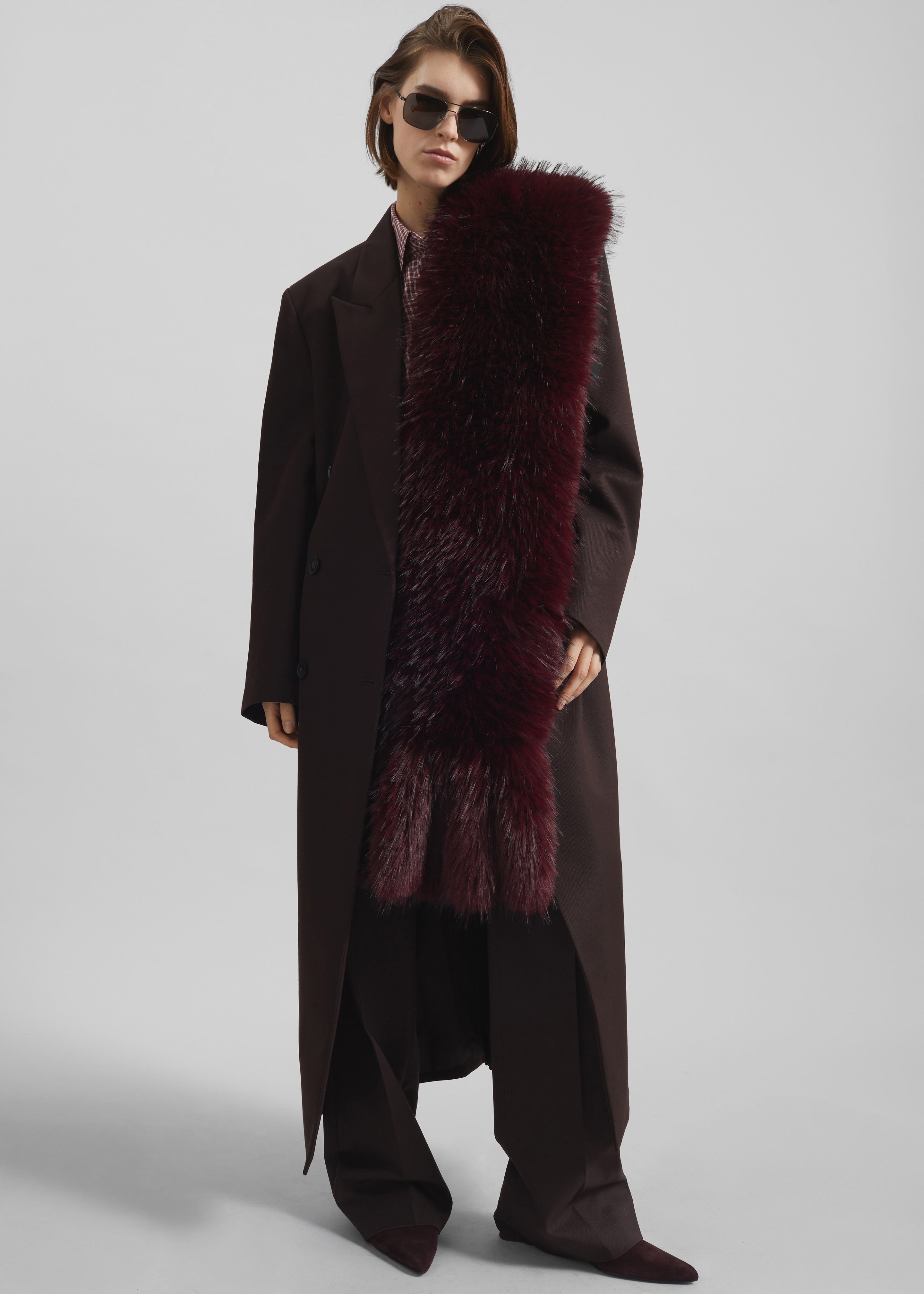 Rotate Faux Fur Scarf - Zinfandel - 4