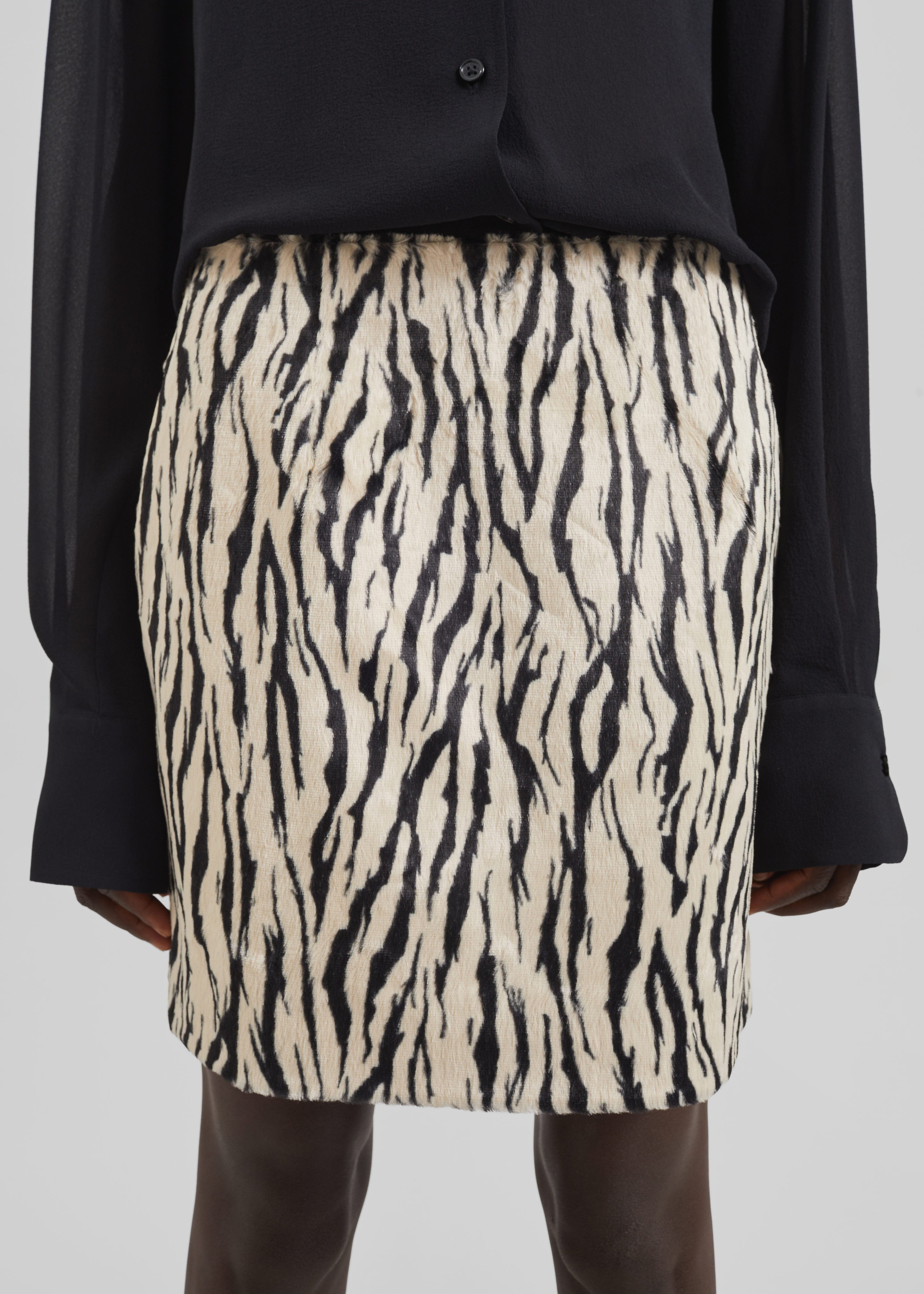 Rotate Printed Faux Fur Skirt - Egret Comb – The Frankie Shop
