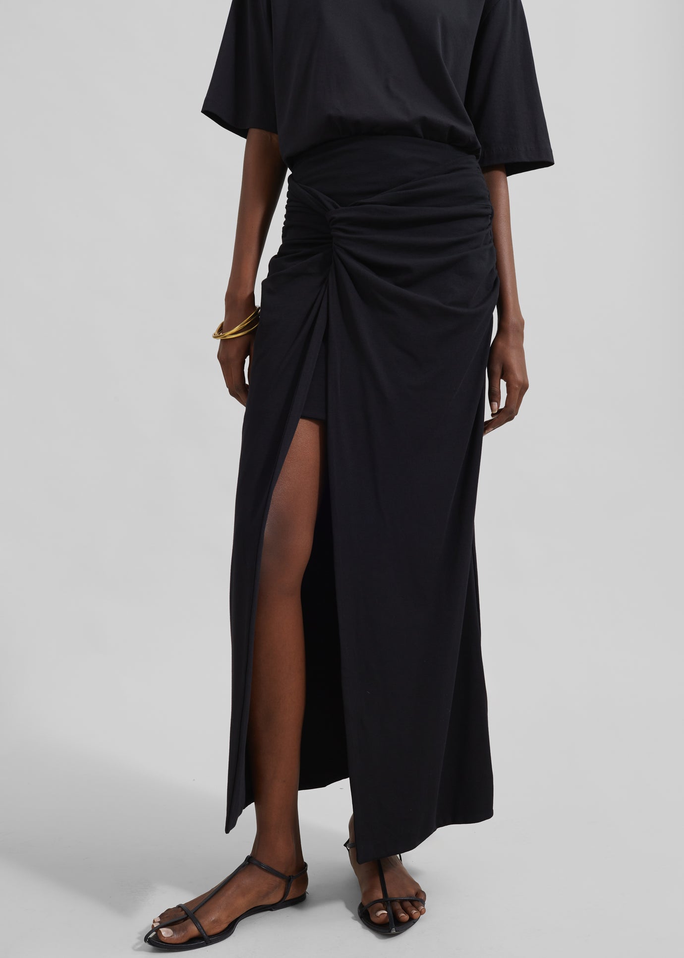 Rotate Fitted Twisted Skirt - Black - 1