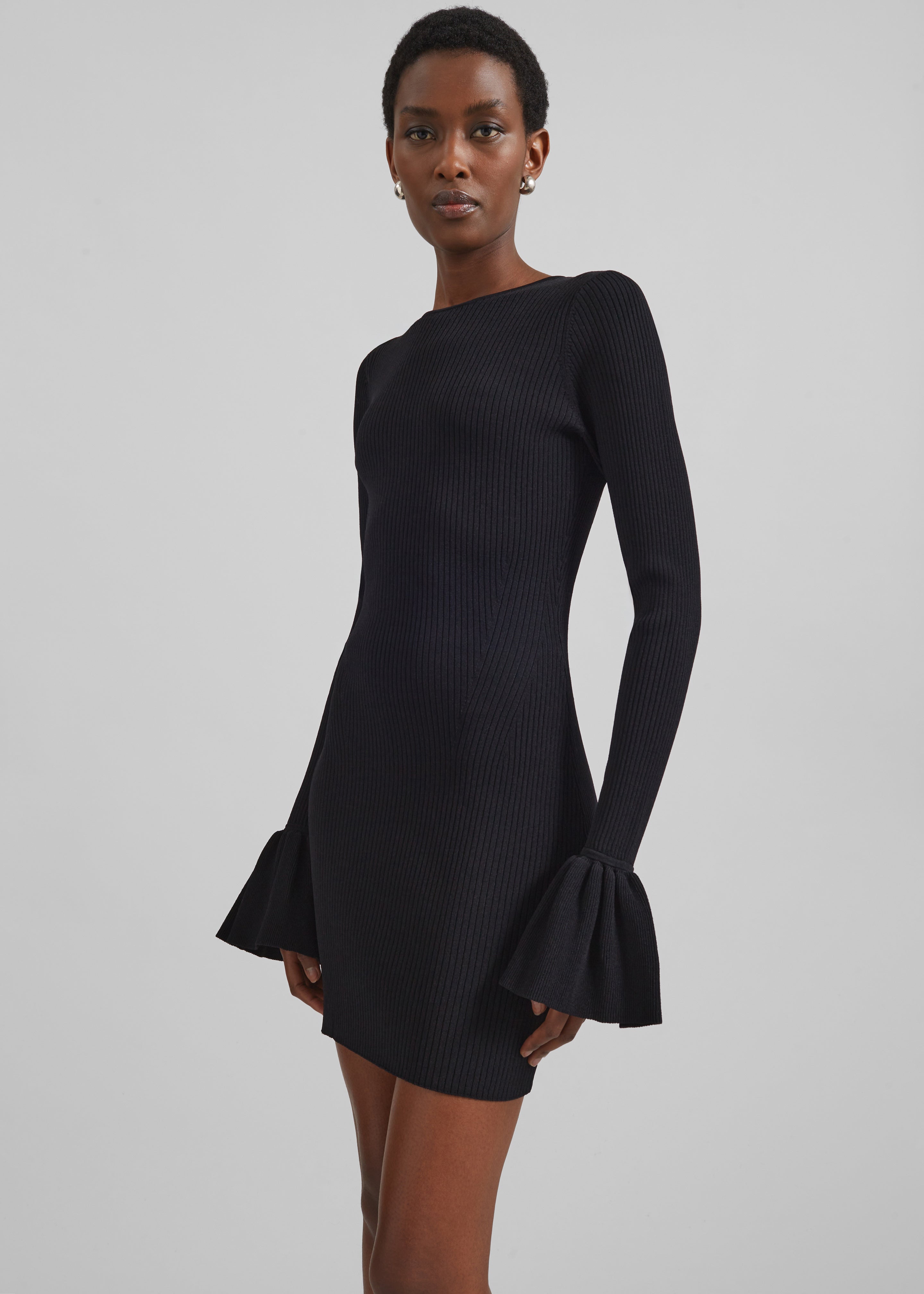 Rotate Knit Mini Cutout Dress - Black - 5