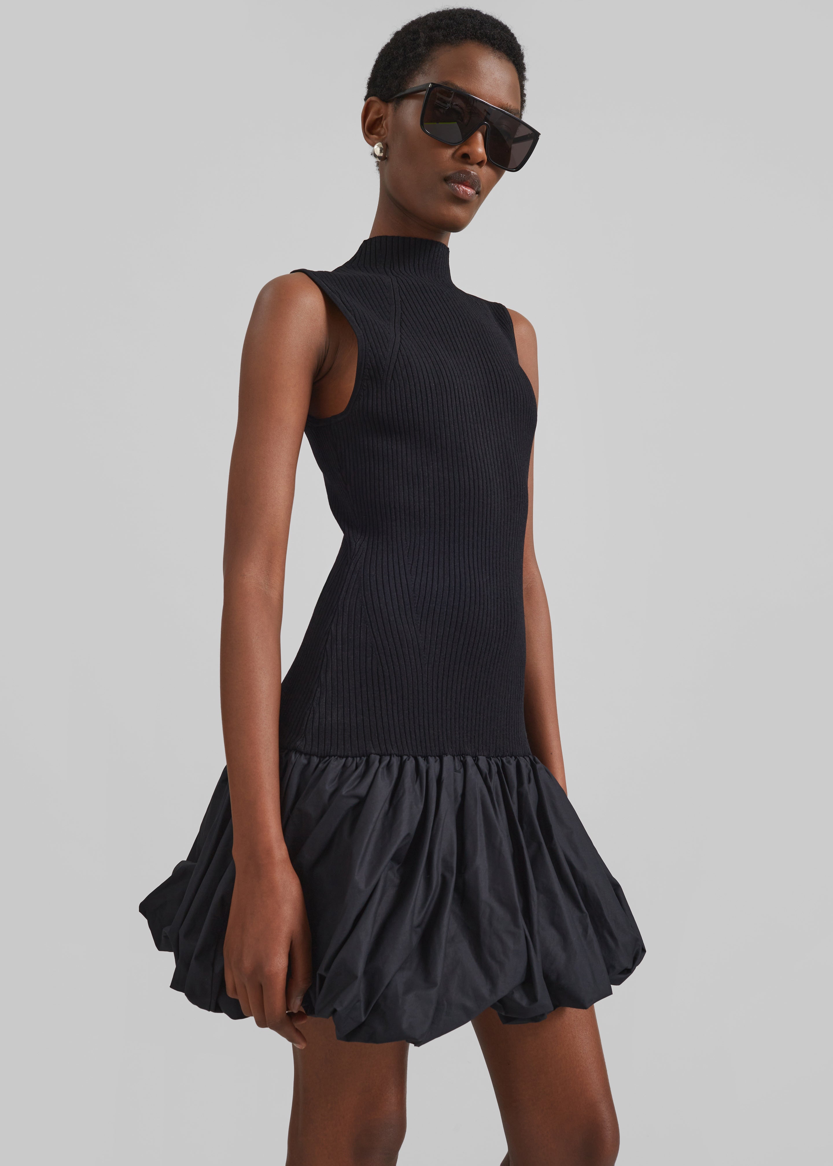 Rotate Knit Racer Cut Dress - Black - 4