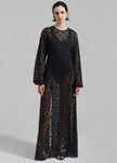 ROTATE Lace Maxi Slit Dress - Black