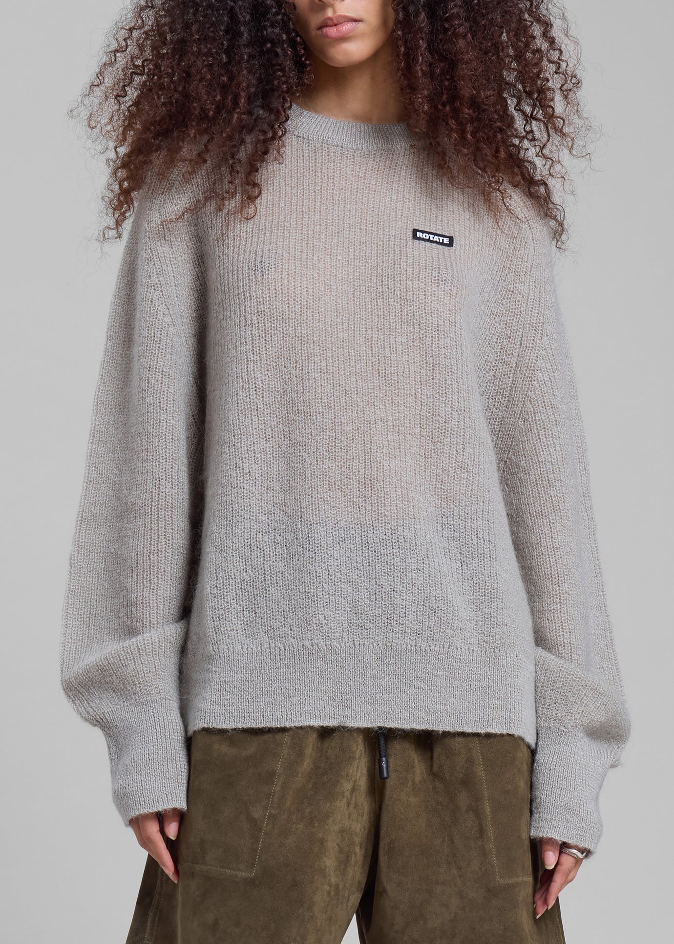 Rotate Light Knit Logo Sweater - Ghost Gray - 1