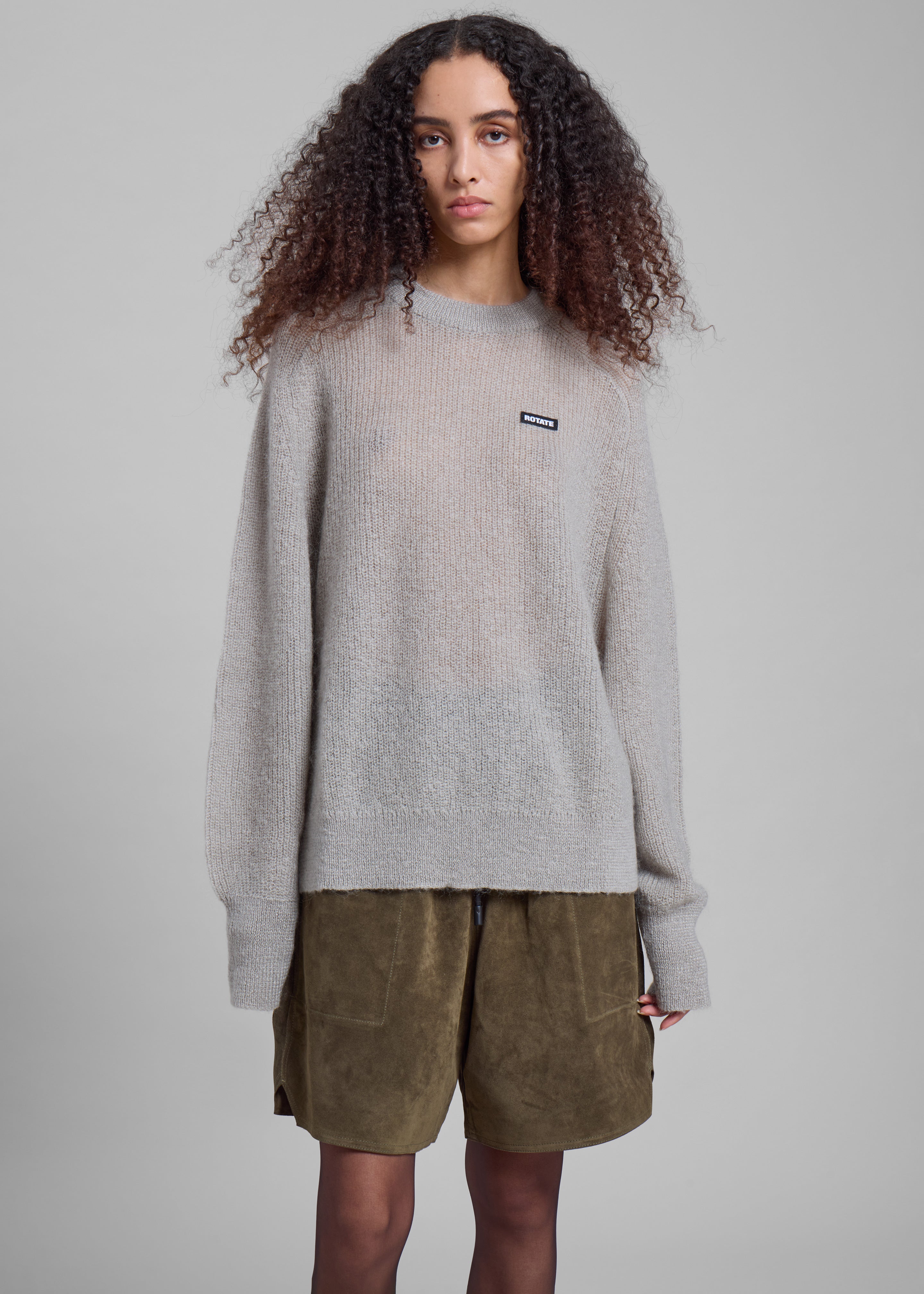 Rotate Light Knit Logo Sweater - Ghost Gray - 1