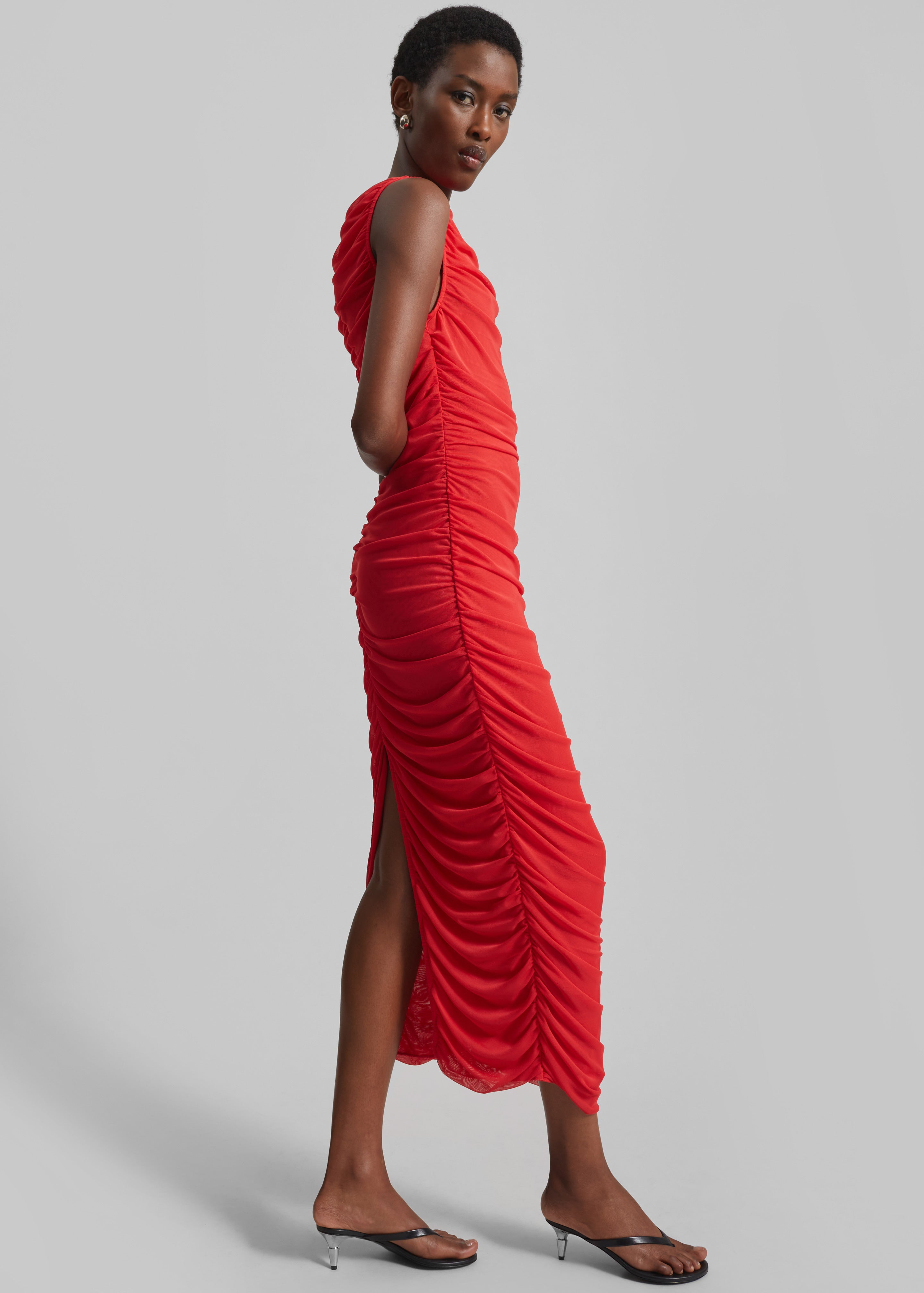 Rotate Mesh Midi Dress - High Risk Red - 3