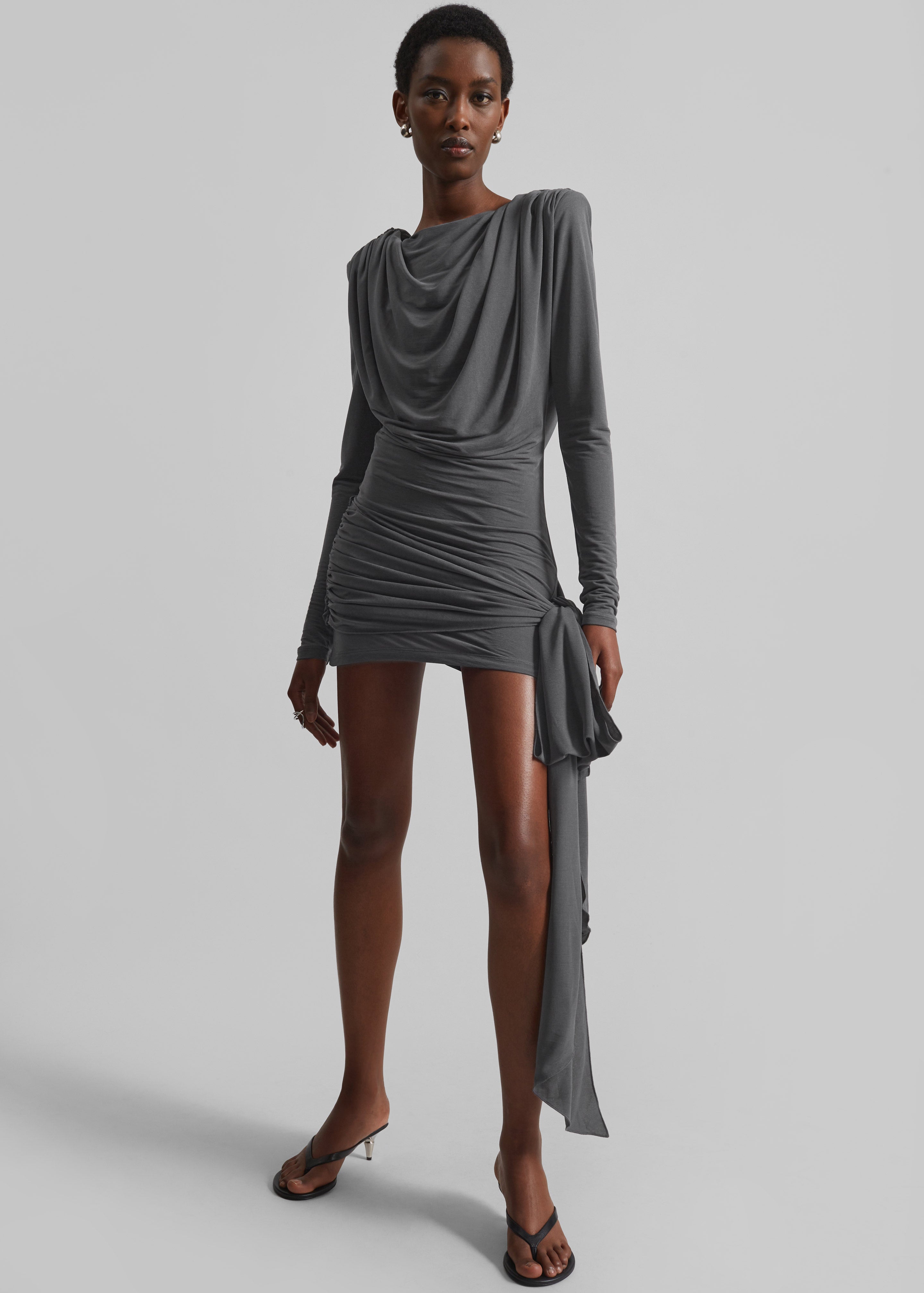 Rotate Mini Waterfall Dress - Gray - 1