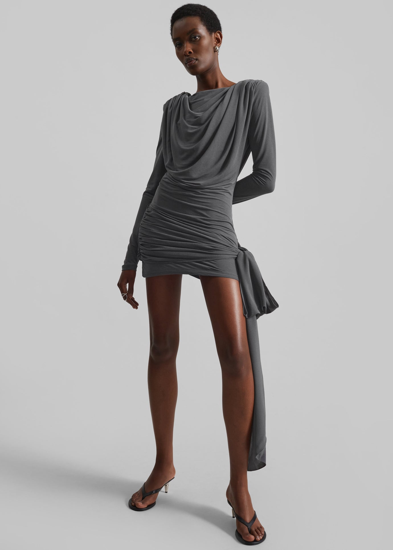 Rotate Mini Waterfall Dress - Gray - 1