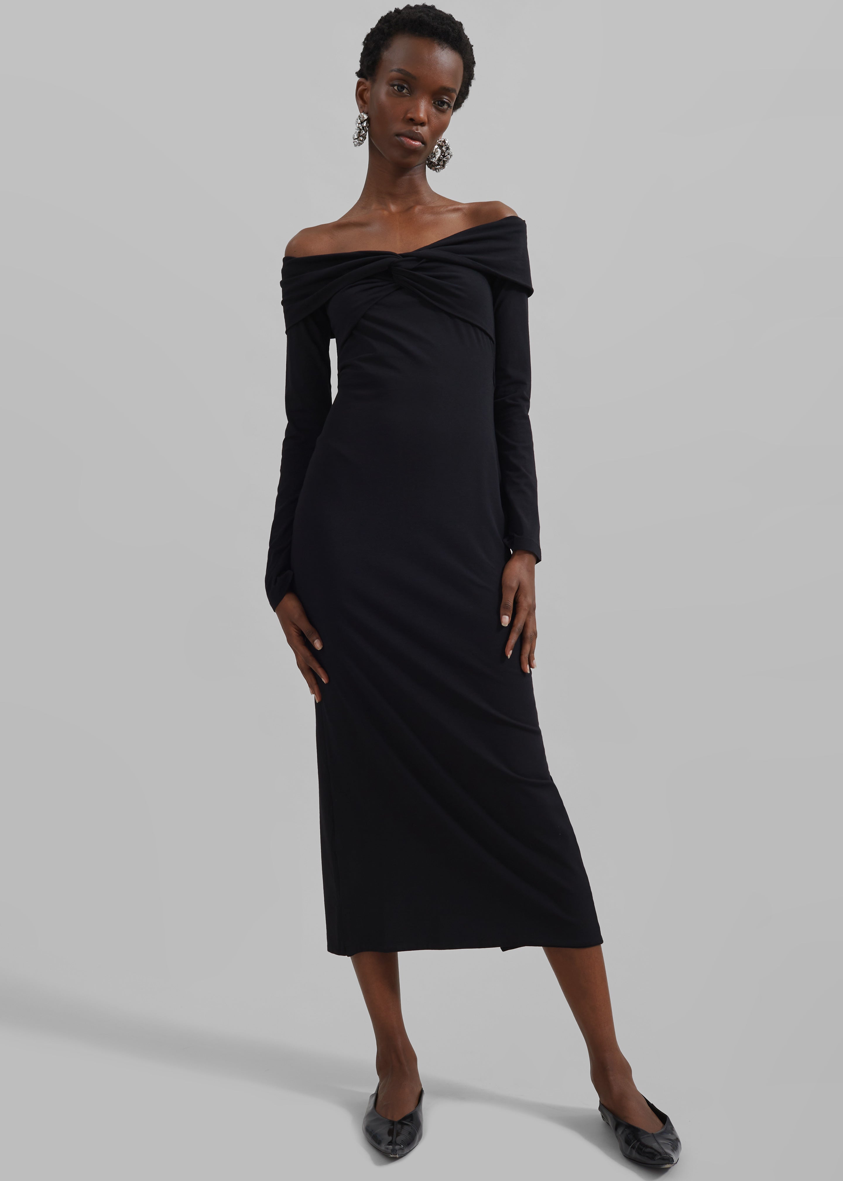 Rotate Off Shoulder Dress - Black - 4