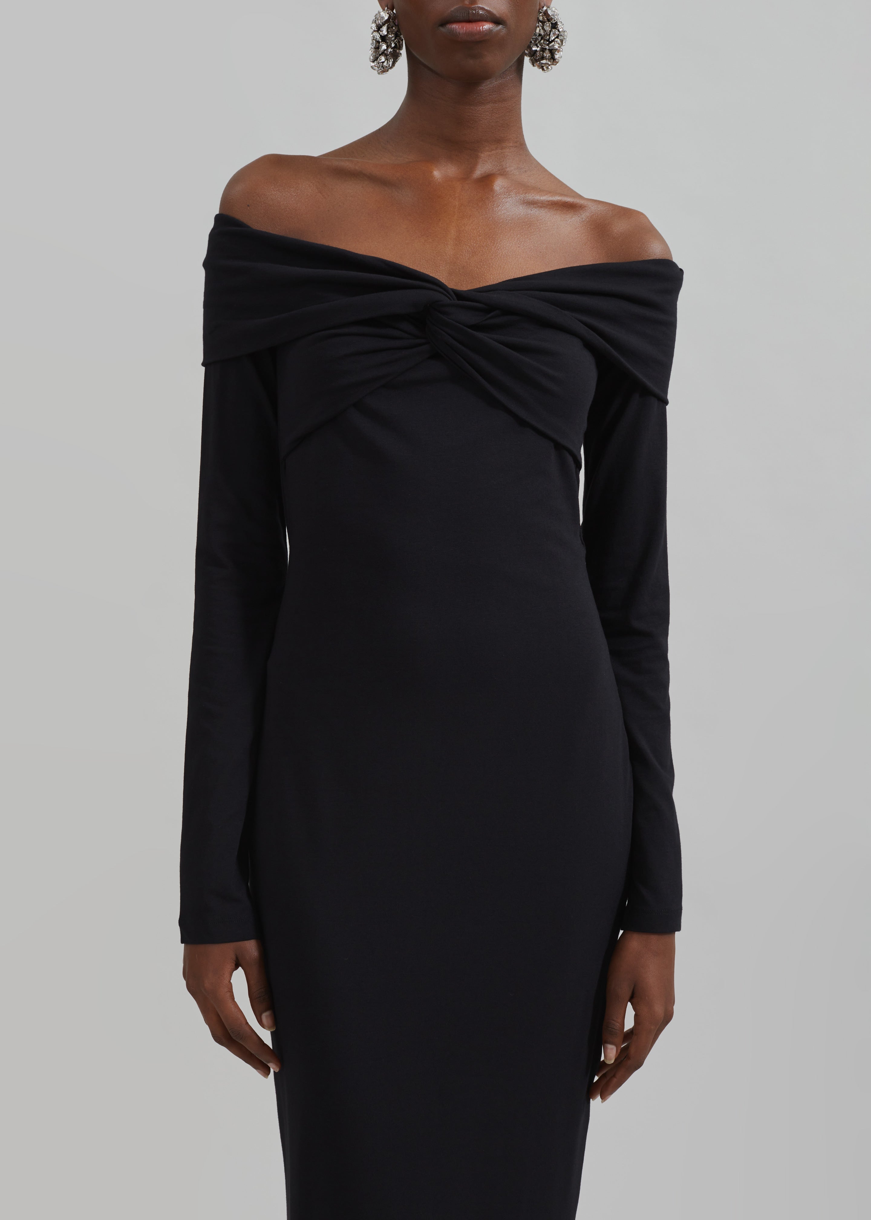 Rotate Off Shoulder Dress - Black - 3