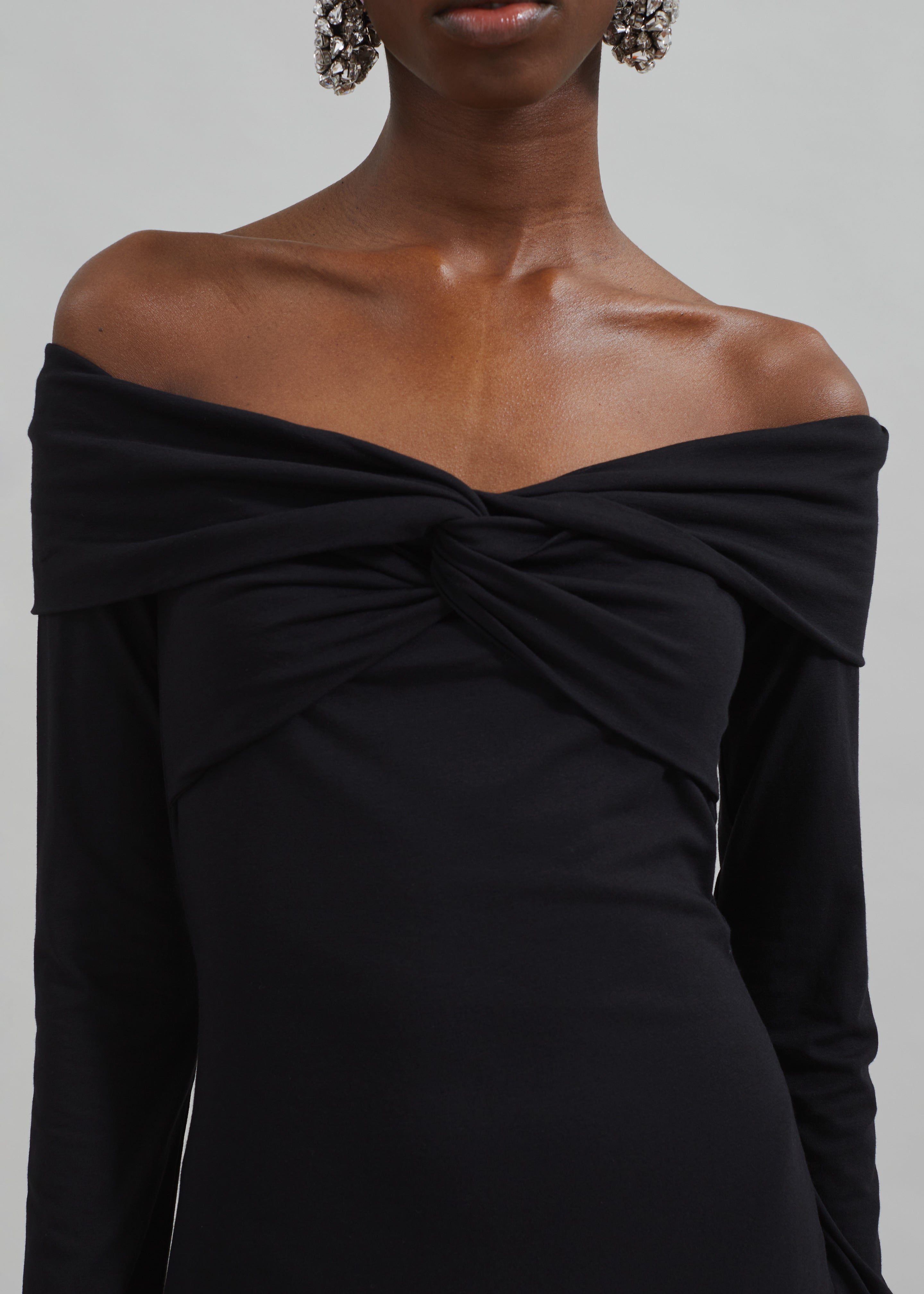 Rotate Off Shoulder Dress - Black - 5