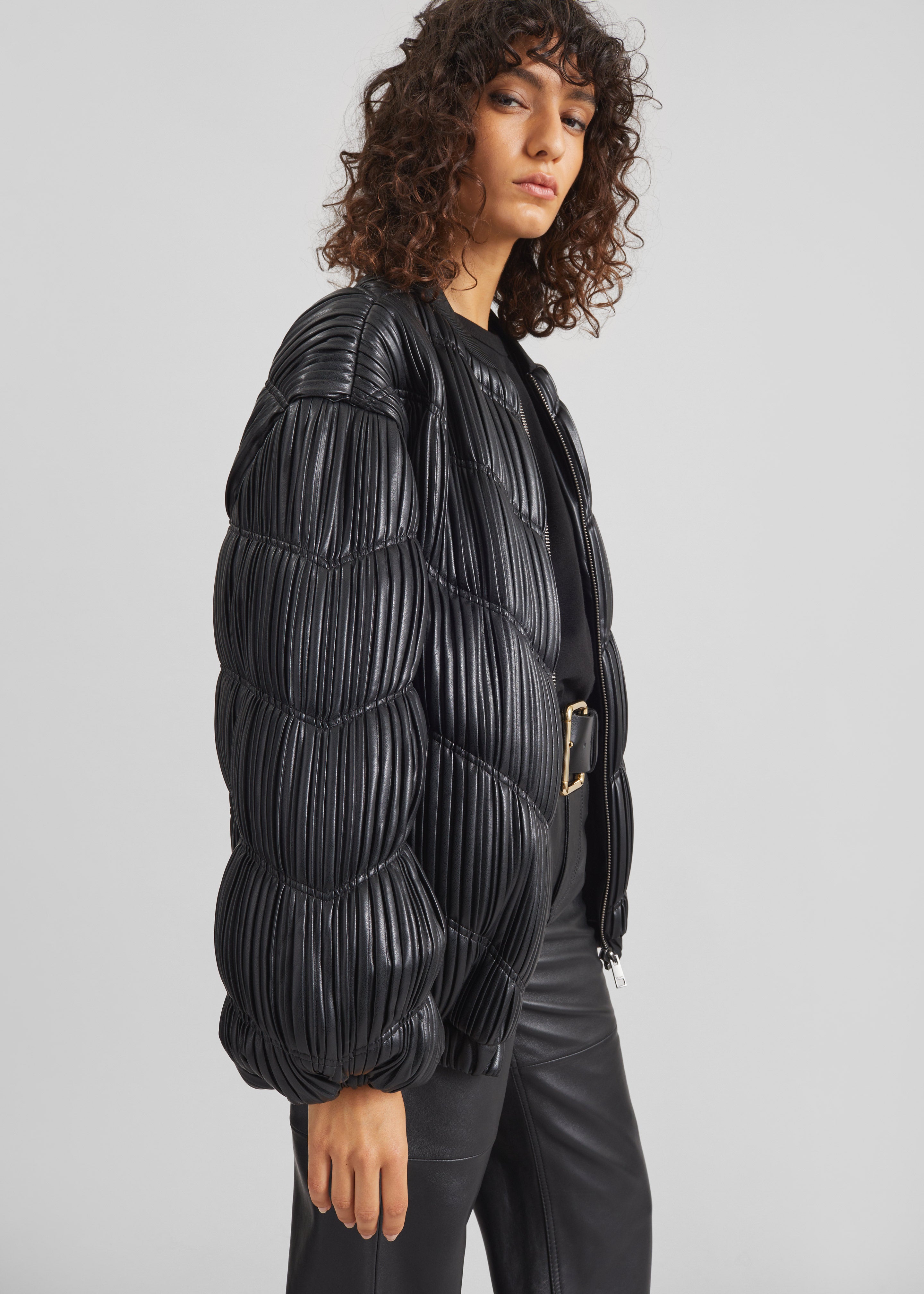 Rotate Pleated Bomber Jacket - Black – The Frankie Shop