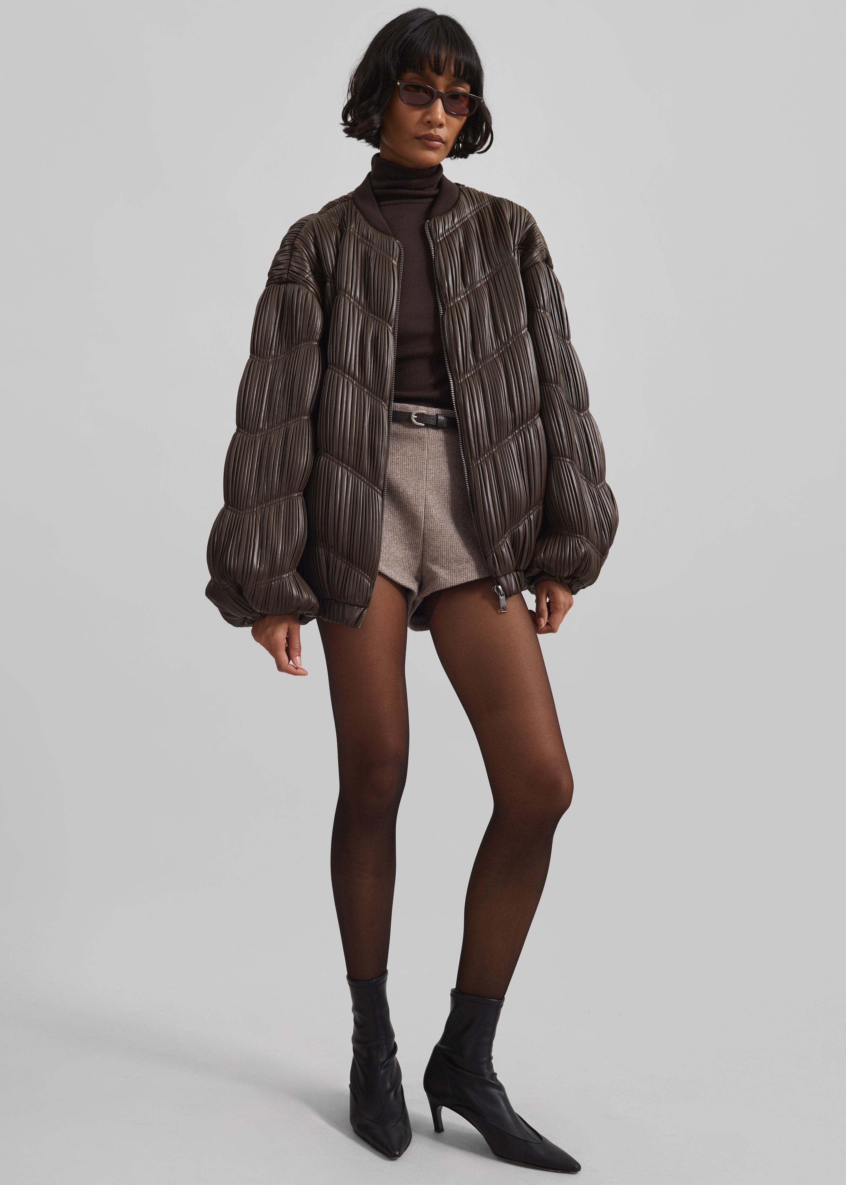 Rotate Pleated Bomber Jacket - Chocolate Brown – The Frankie Shop