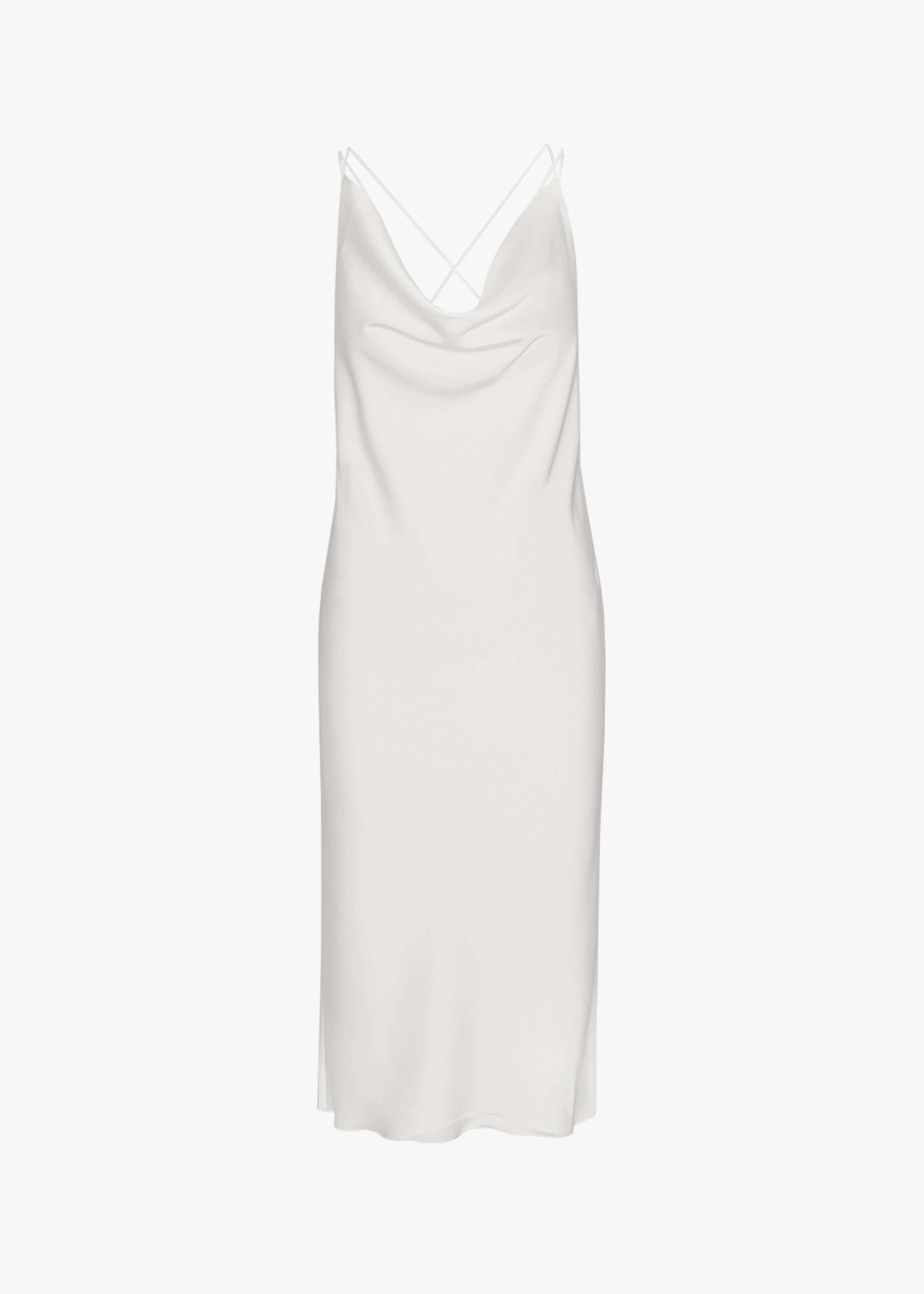 Rotate Satin Midi Slip Dress - Egret - 8