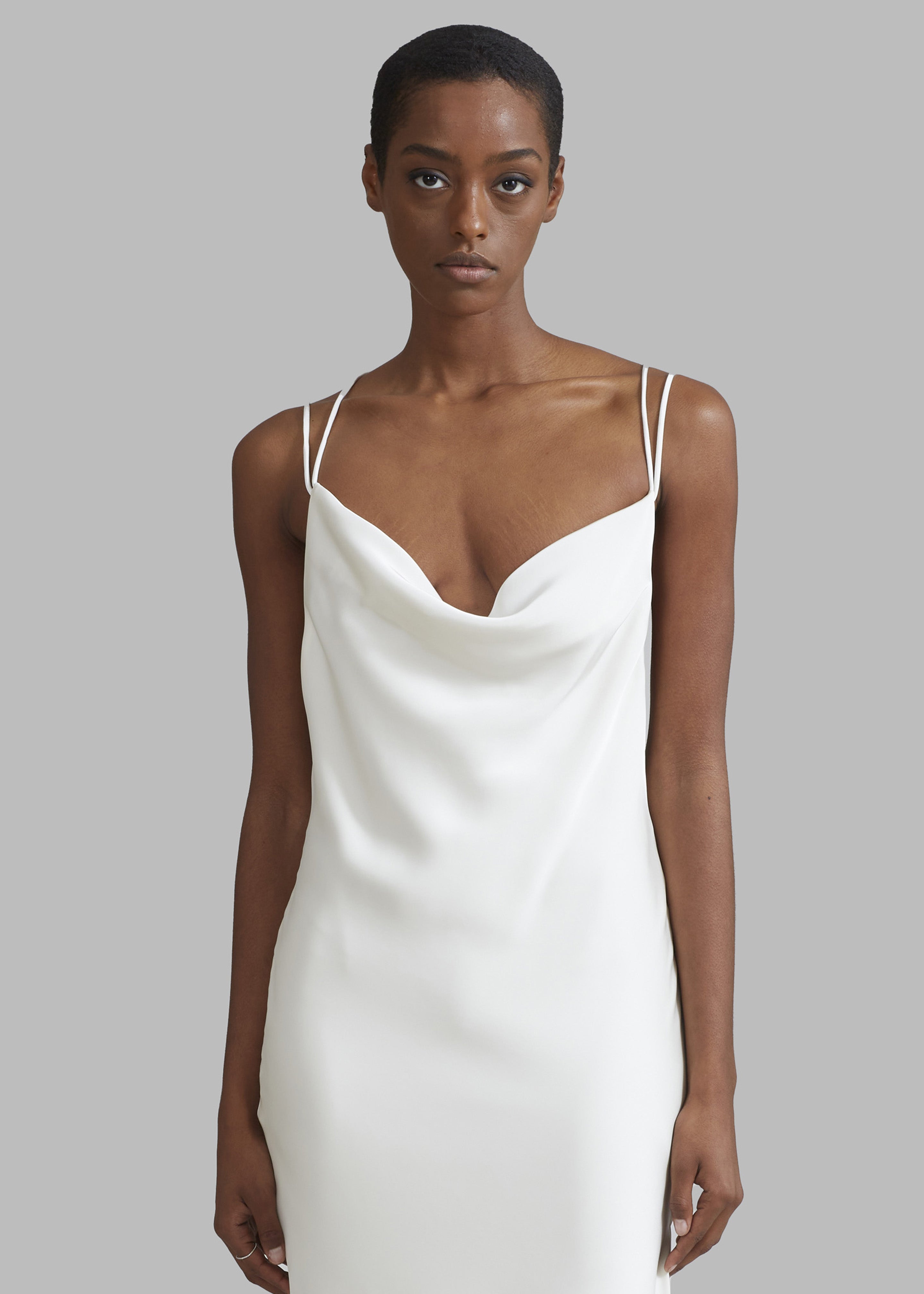 Rotate Satin Midi Slip Dress - Egret - 4