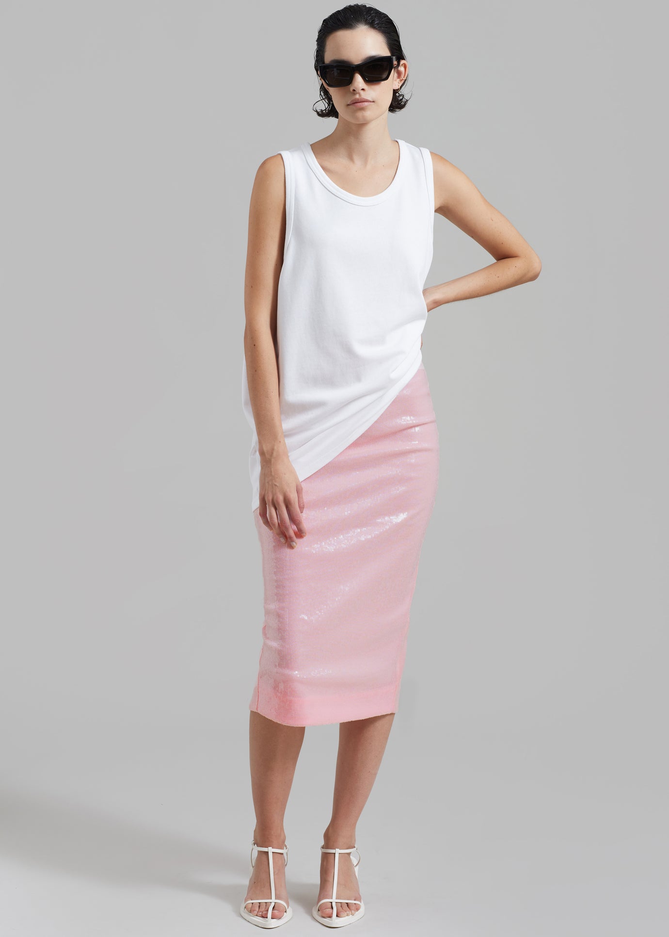 ROTATE Sequin Midi Pencil Skirt - Orchid Pink