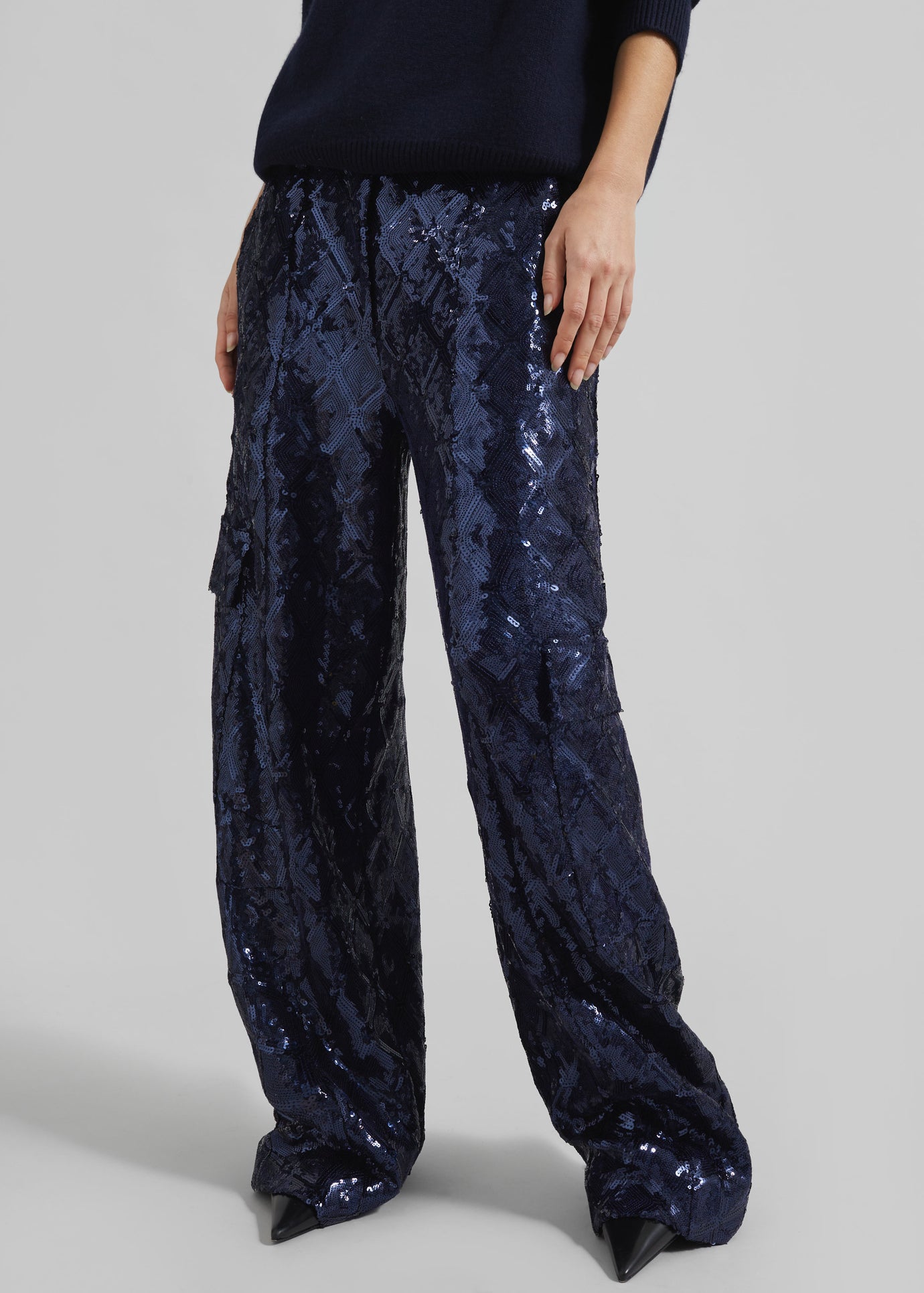 ROTATE Sequins Cargo Pants - Dark Blue - 1