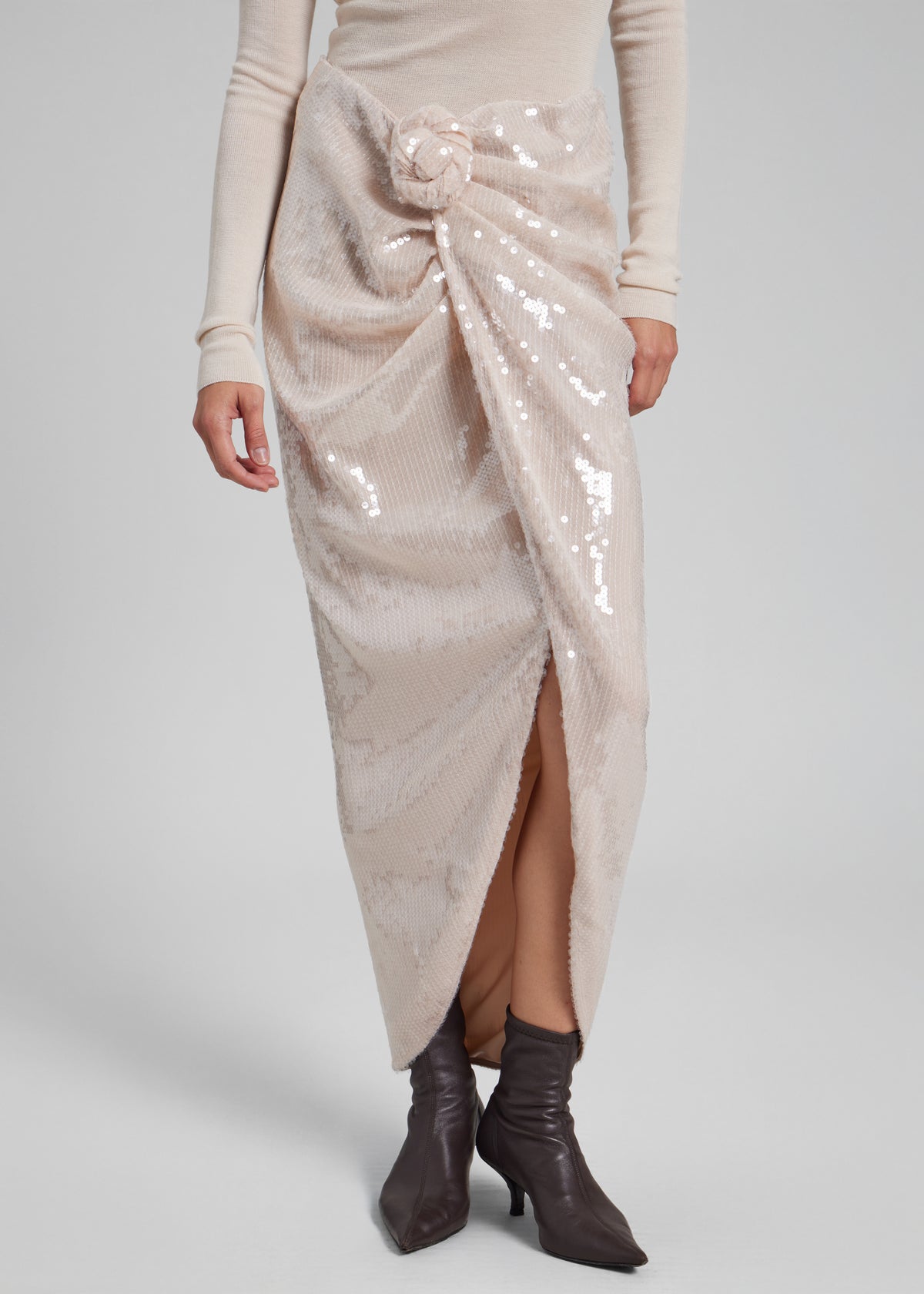 Rotate Sequins Knot Skirt - Nougat - 1