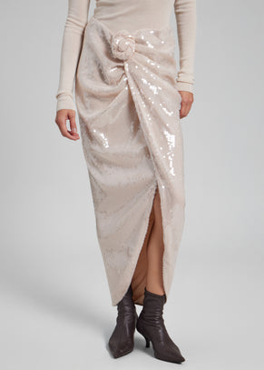 Rotate Sequins Knot Skirt - Nougat