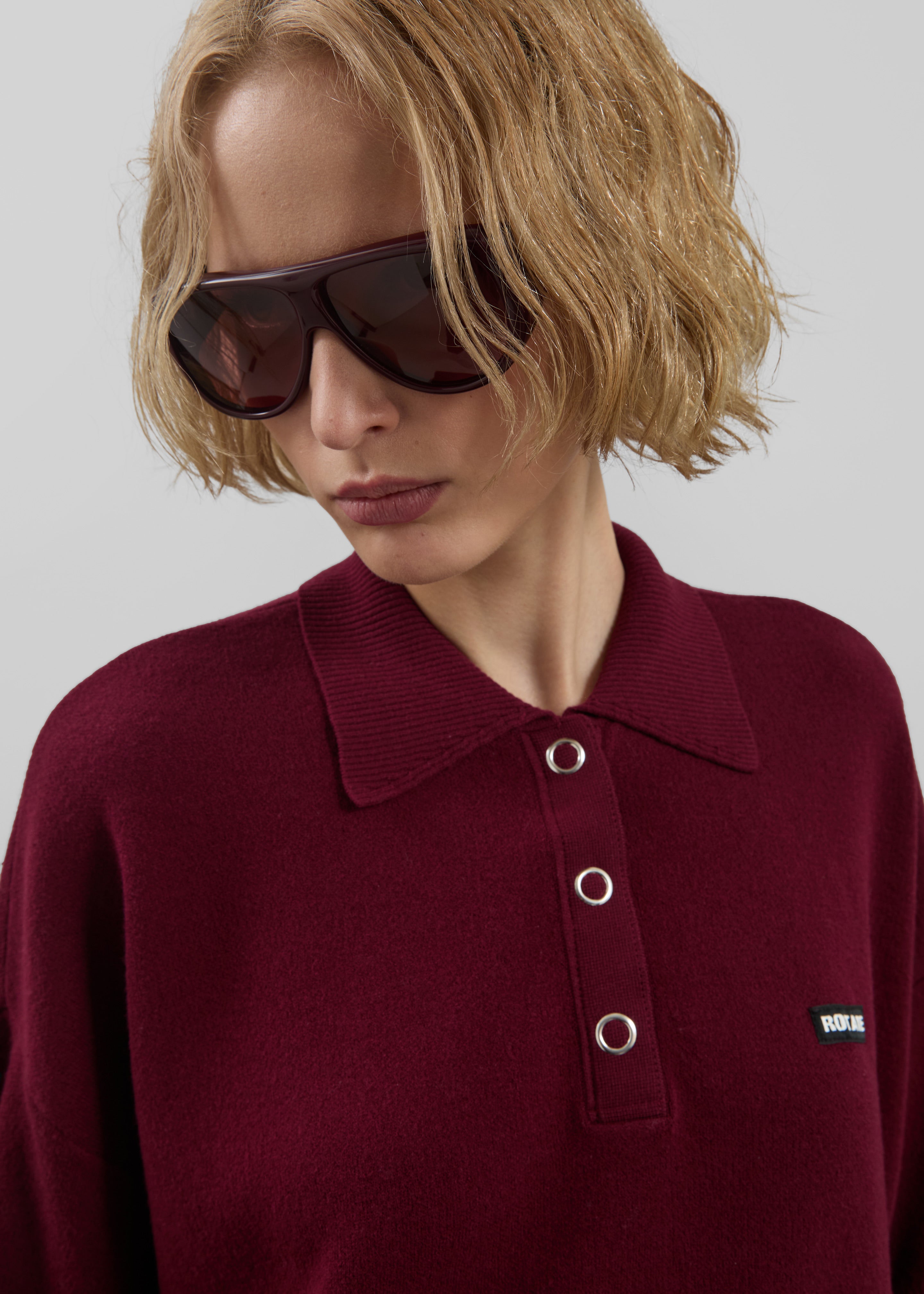 Rotate Slinky Knit Polo - Zinfandel – The Frankie Shop