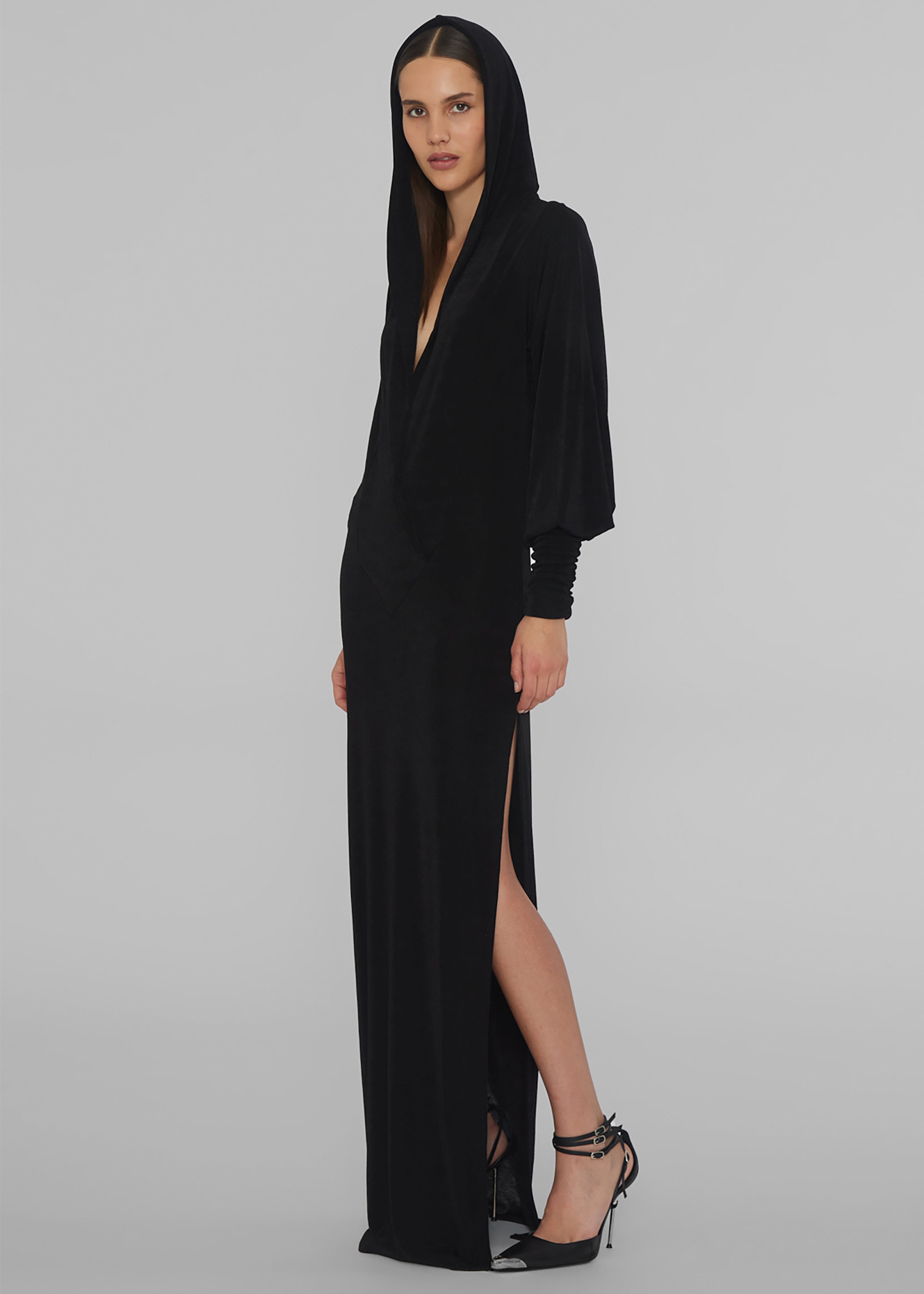 ROTATE Slinky Maxi Hooded Dress - Black – The Frankie Shop